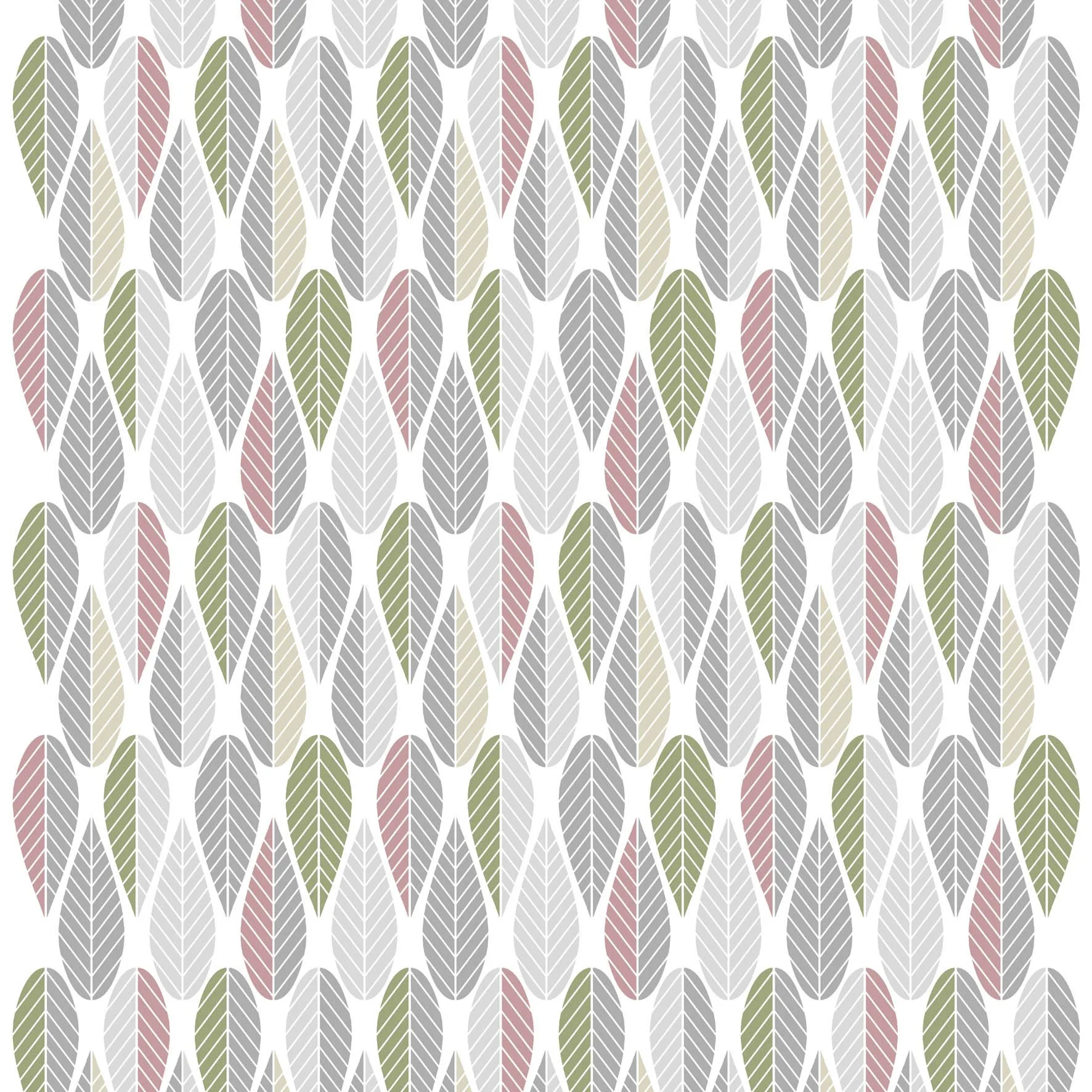Blader Stoff, Rosa-grau-grün Arvidssons Textil