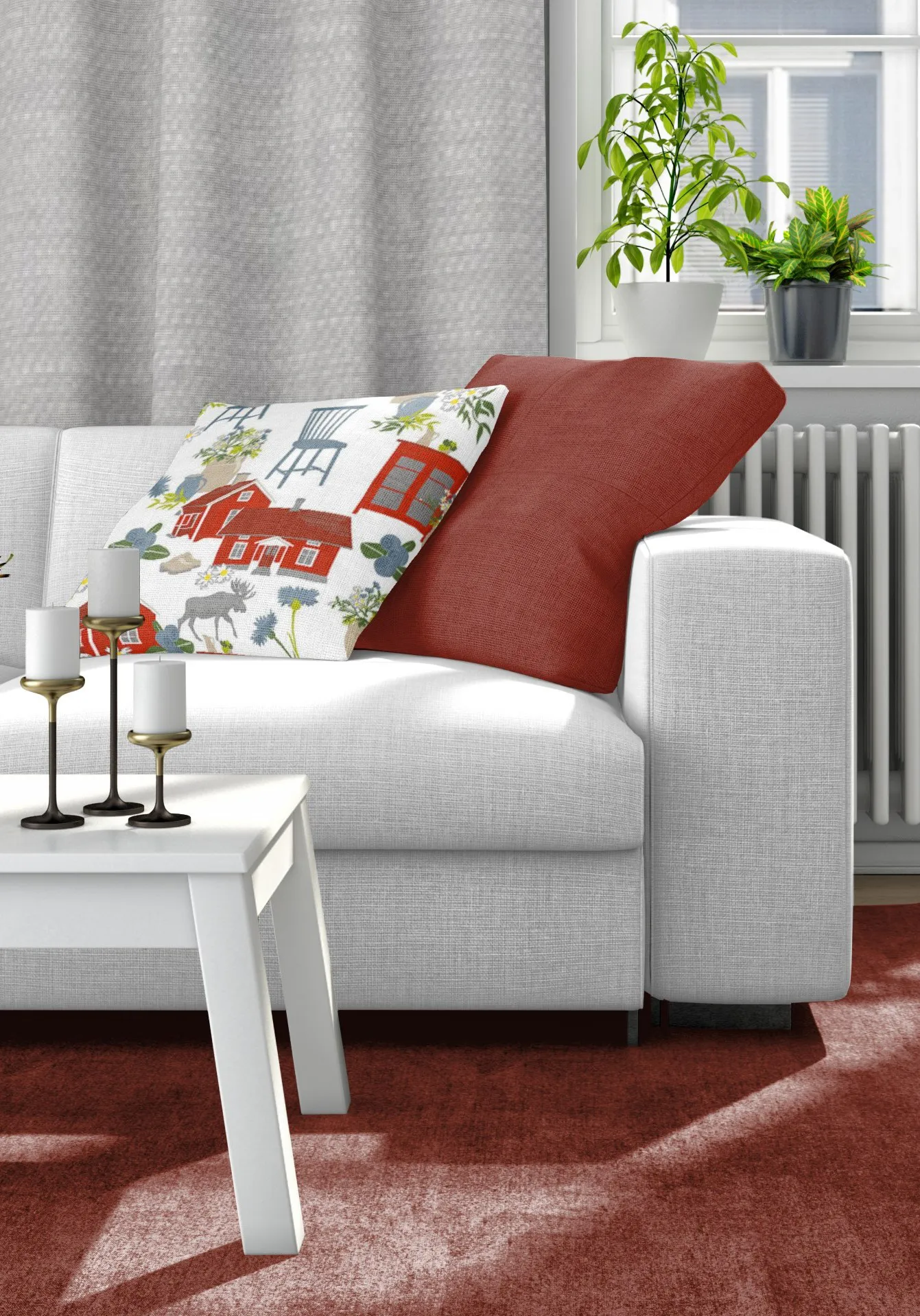 Bummelzug Kissenbezug 47 x 47cm, Rot Arvidssons Textil