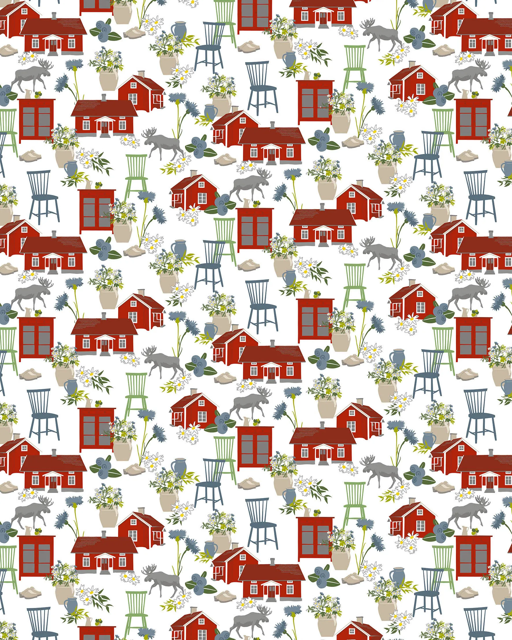 Bummelzug Wachstuch, Rot Arvidssons Textil