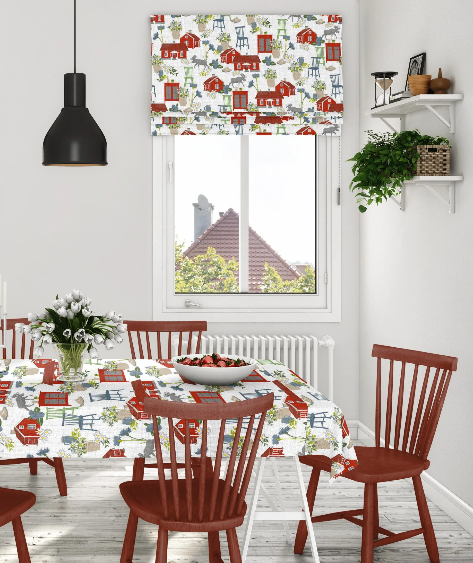 Bummelzug Wachstuch, Rot Arvidssons Textil