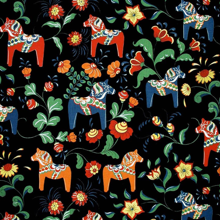 Dalahäst Wachstuch - Schwarz - Arvidssons Textil