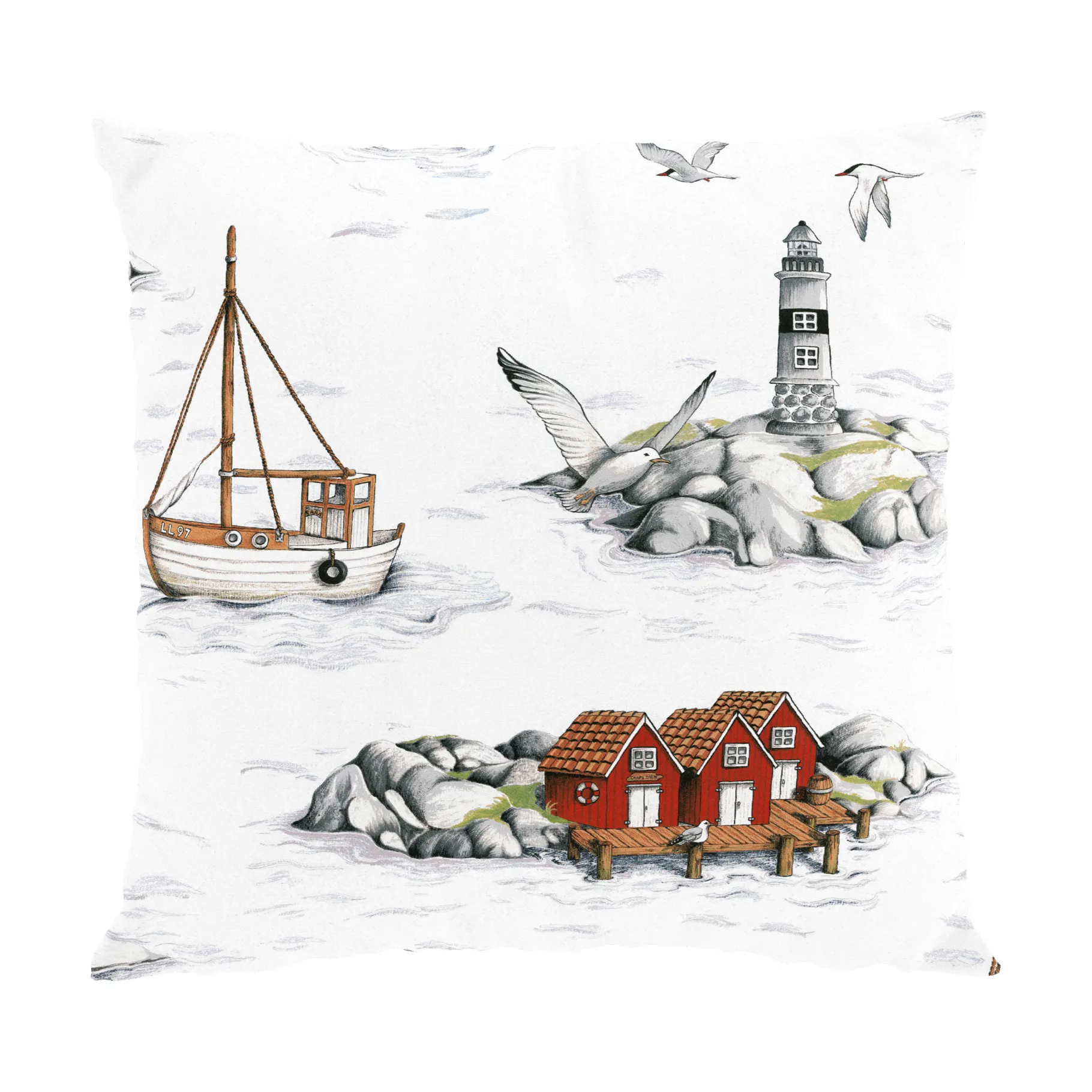Fiskeskär Kissenbezug 47 x 47cm, Weiß Arvidssons Textil