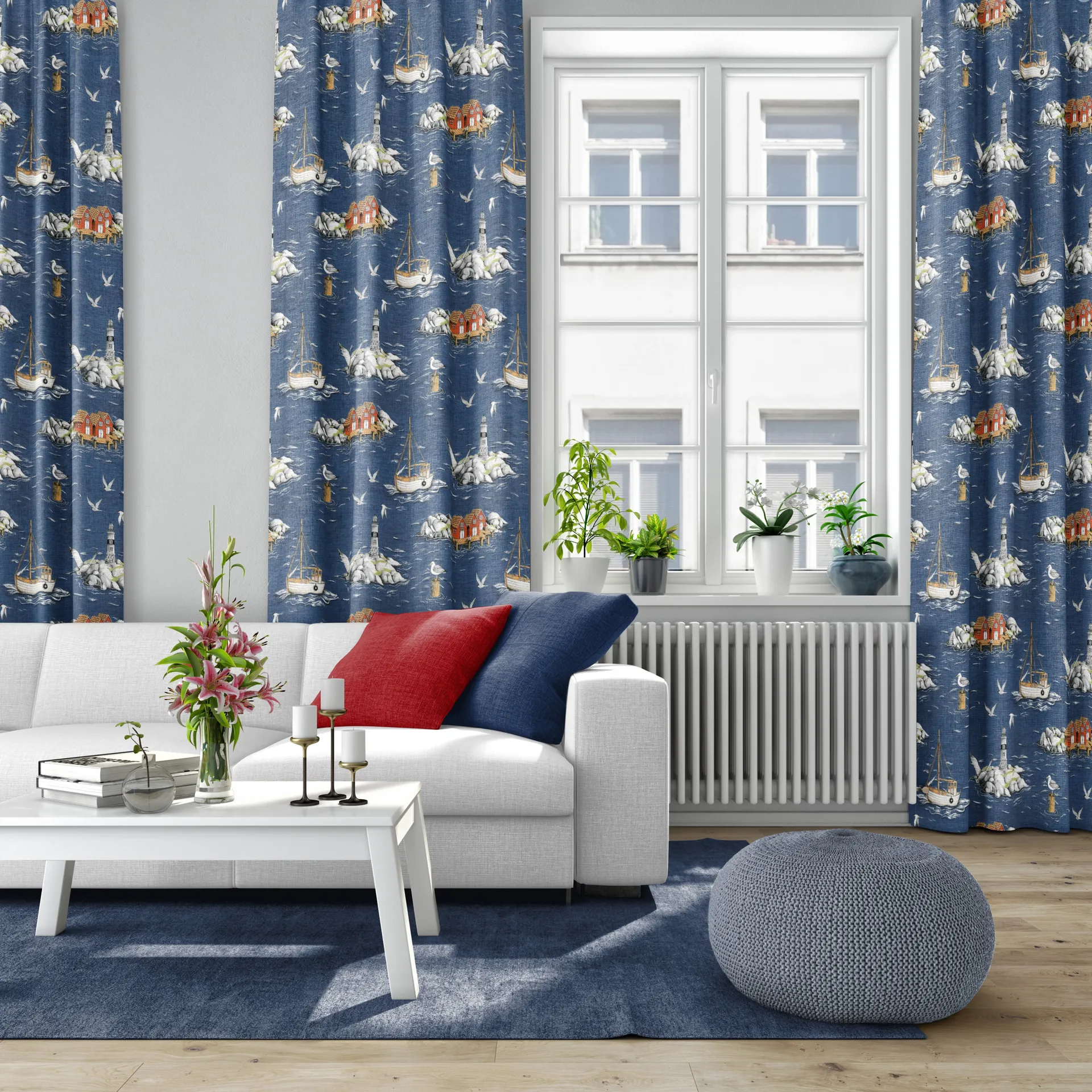 Fiskeskär Stoff, Blau Arvidssons Textil
