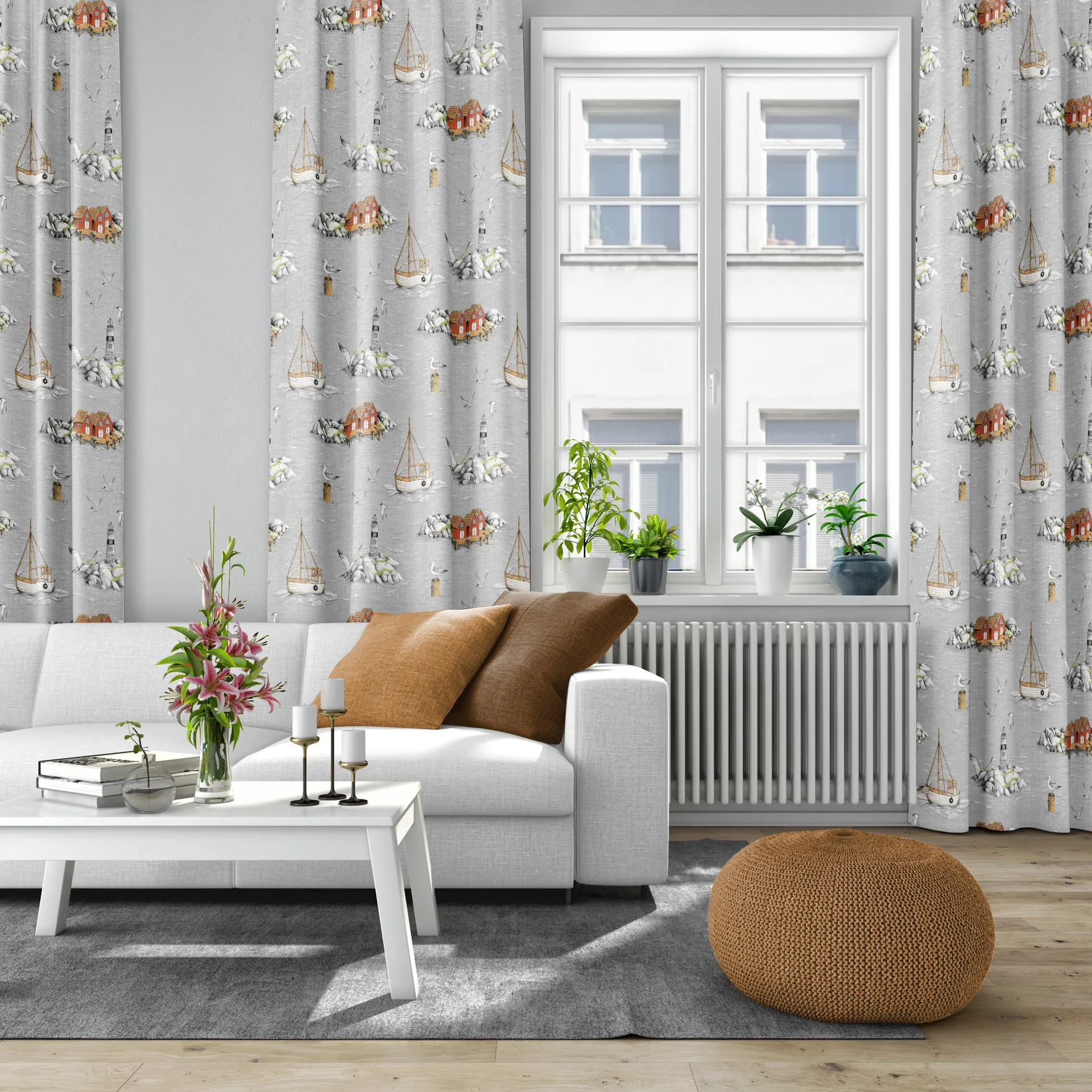 Fiskeskär Stoff, Grau Arvidssons Textil