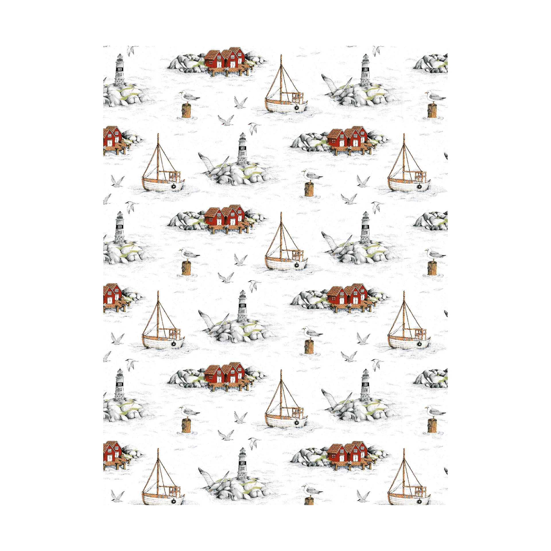 Fiskeskär Stoff, Weiß Arvidssons Textil