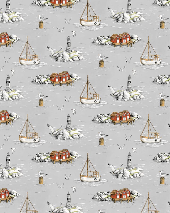 Fiskeskär Wachstuch - Grau - Arvidssons Textil