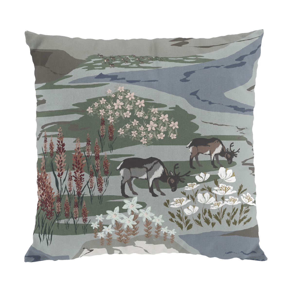 Arvidssons Textil Fjällängar Kissenbezug 47x47 cm Grau-grün