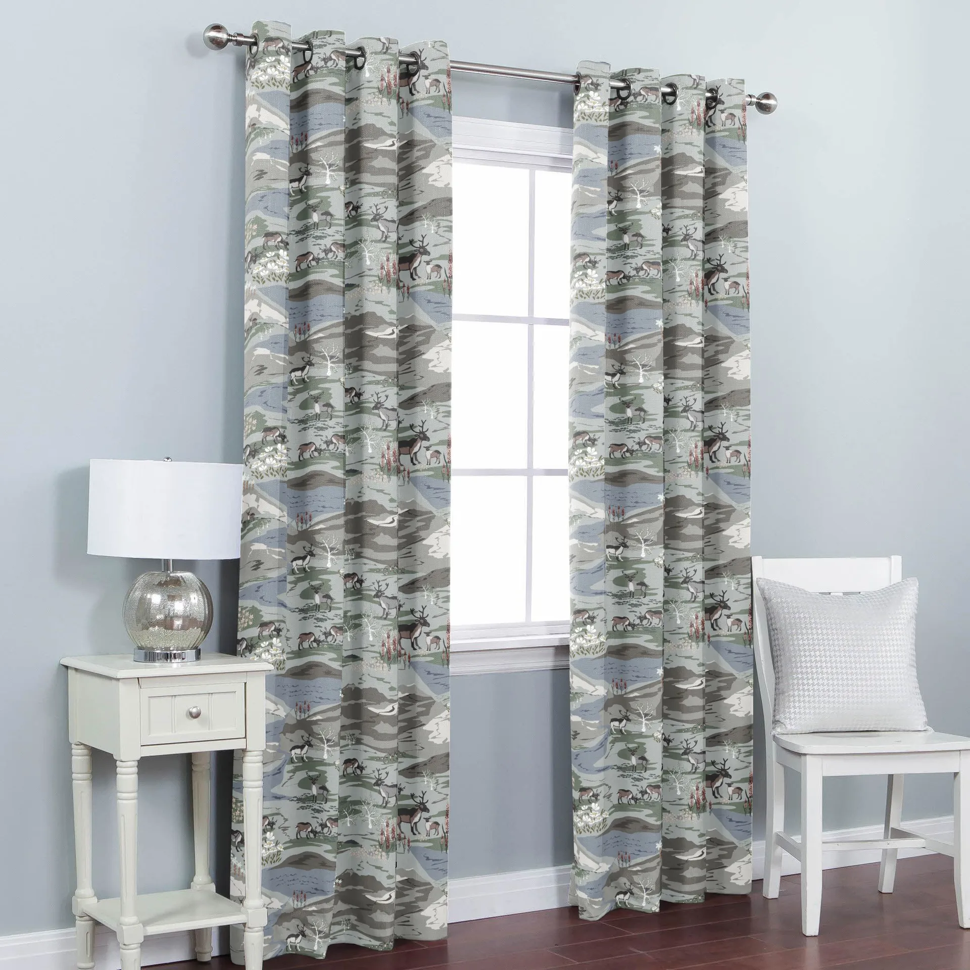 Fjällängar Stoff, Grau/Grün Arvidssons Textil