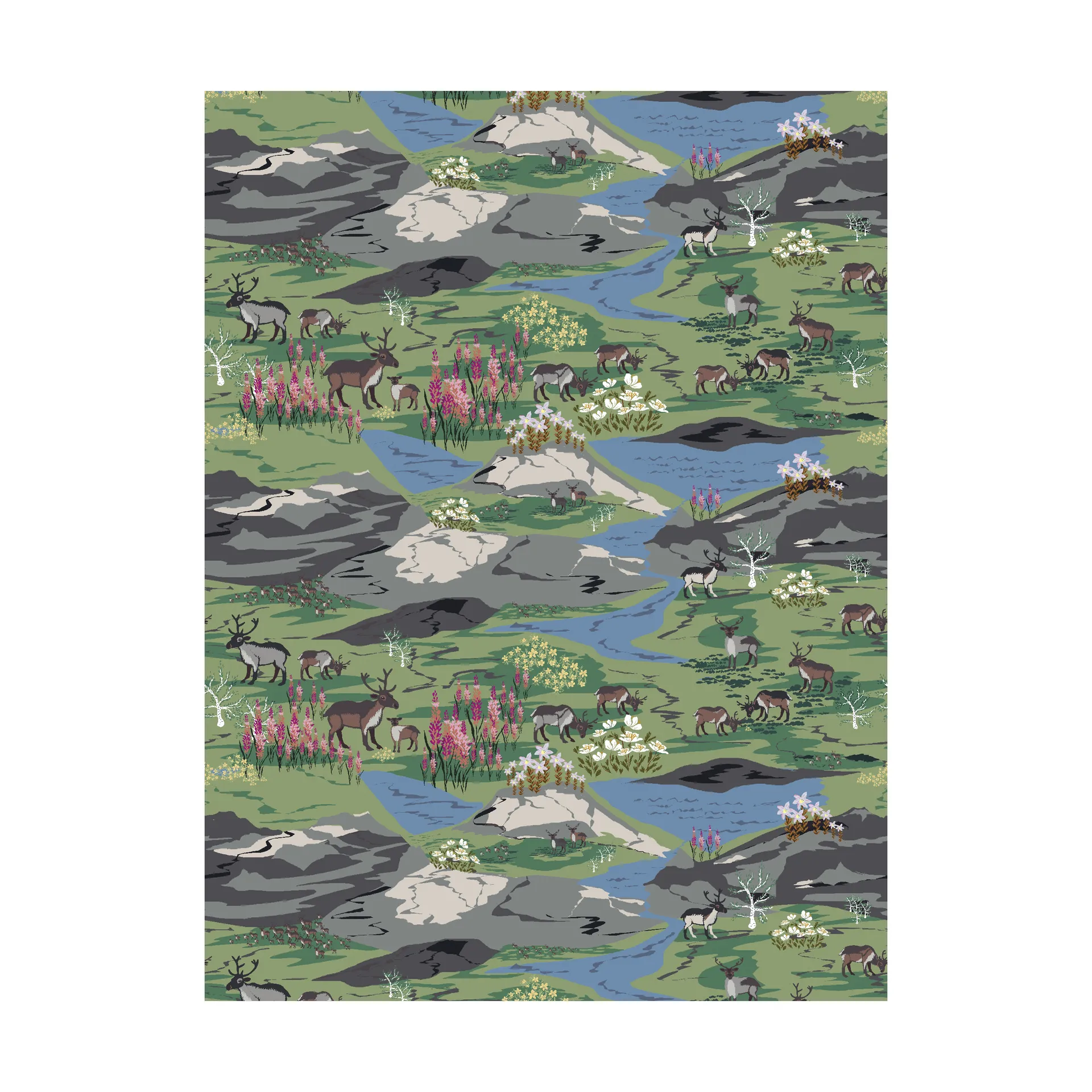 Fjällängar Stoff, Grün Arvidssons Textil