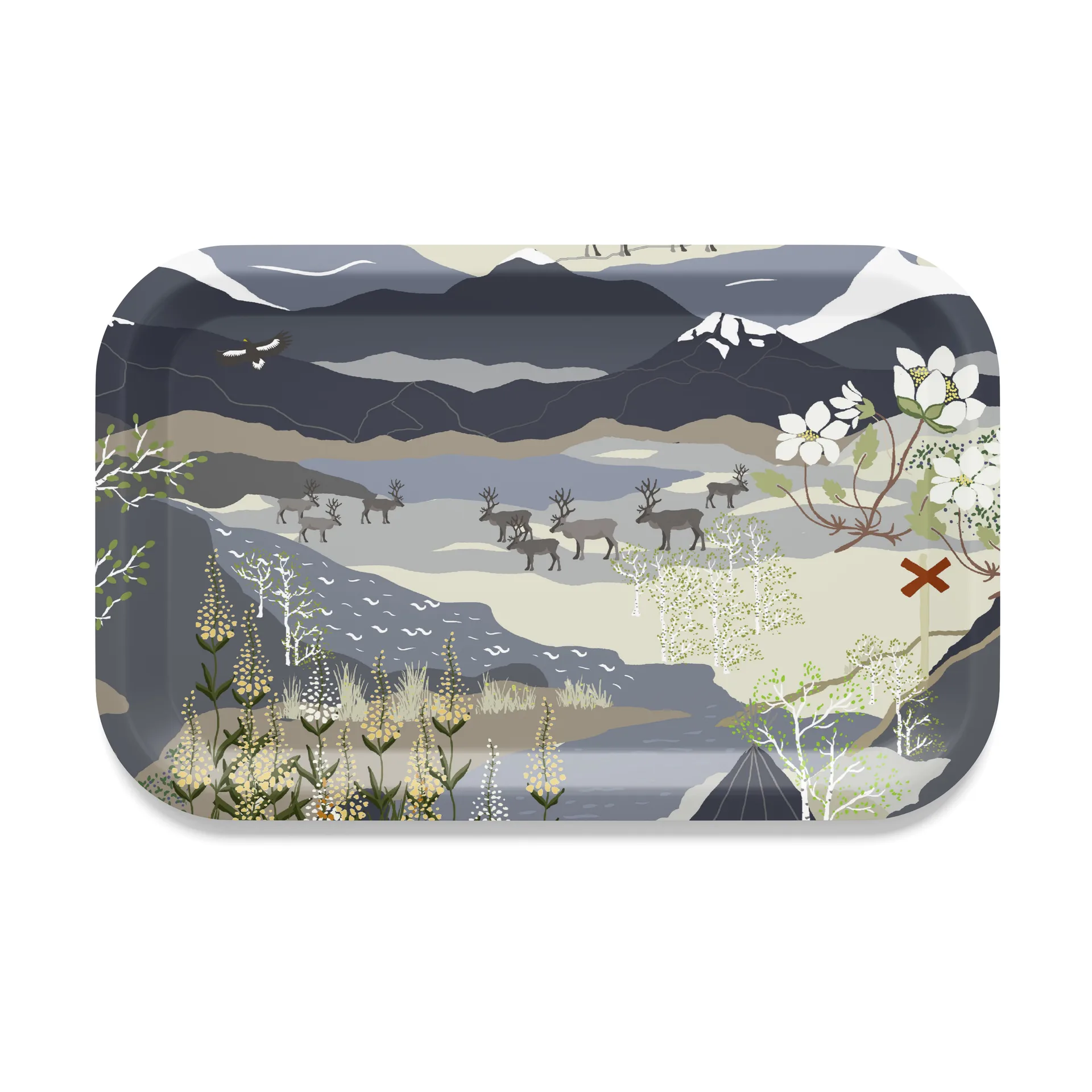 Fjällvandring Tablett 21 x 33cm, Blau Arvidssons Textil