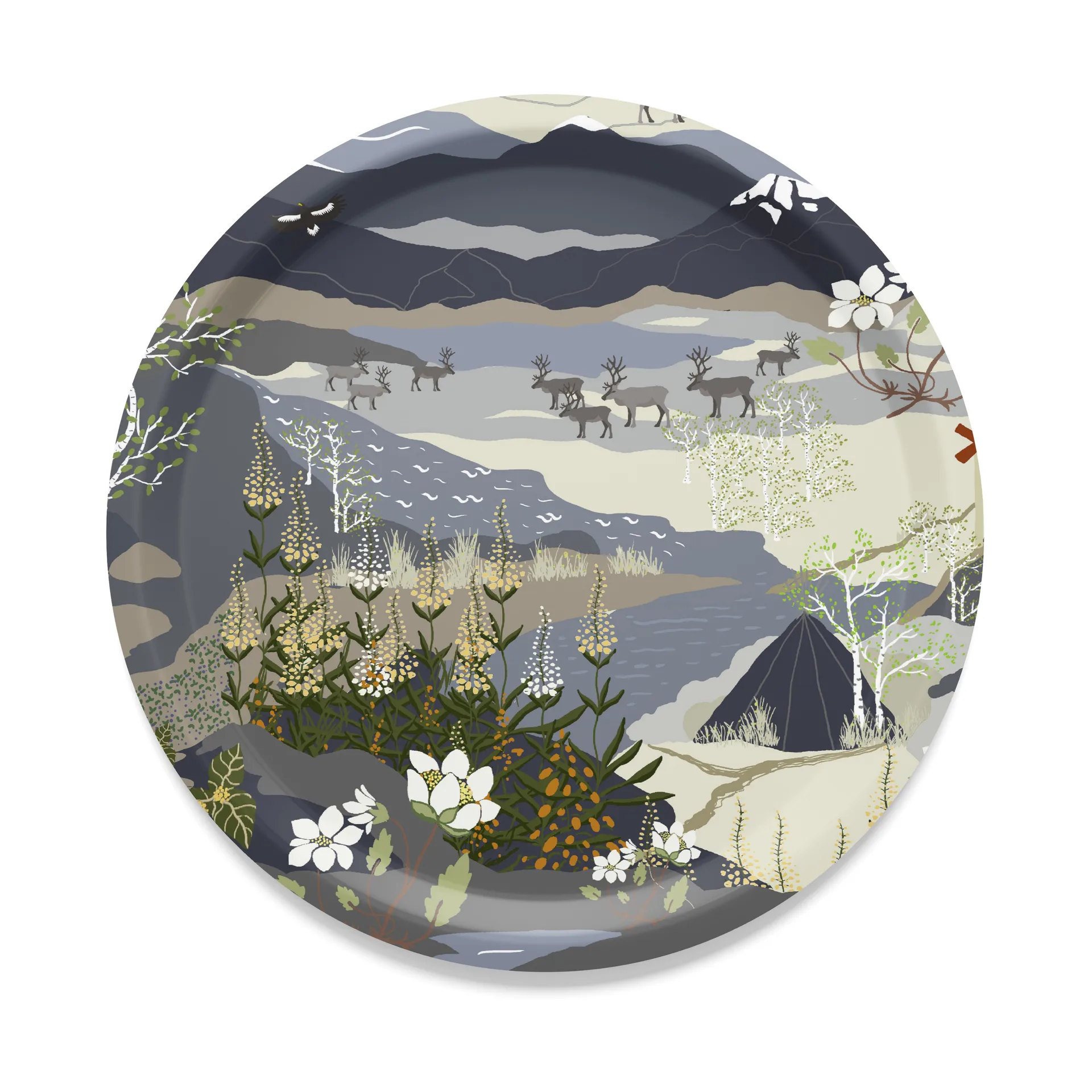 Fjällvandring Tablett Ø31cm, Blau Arvidssons Textil