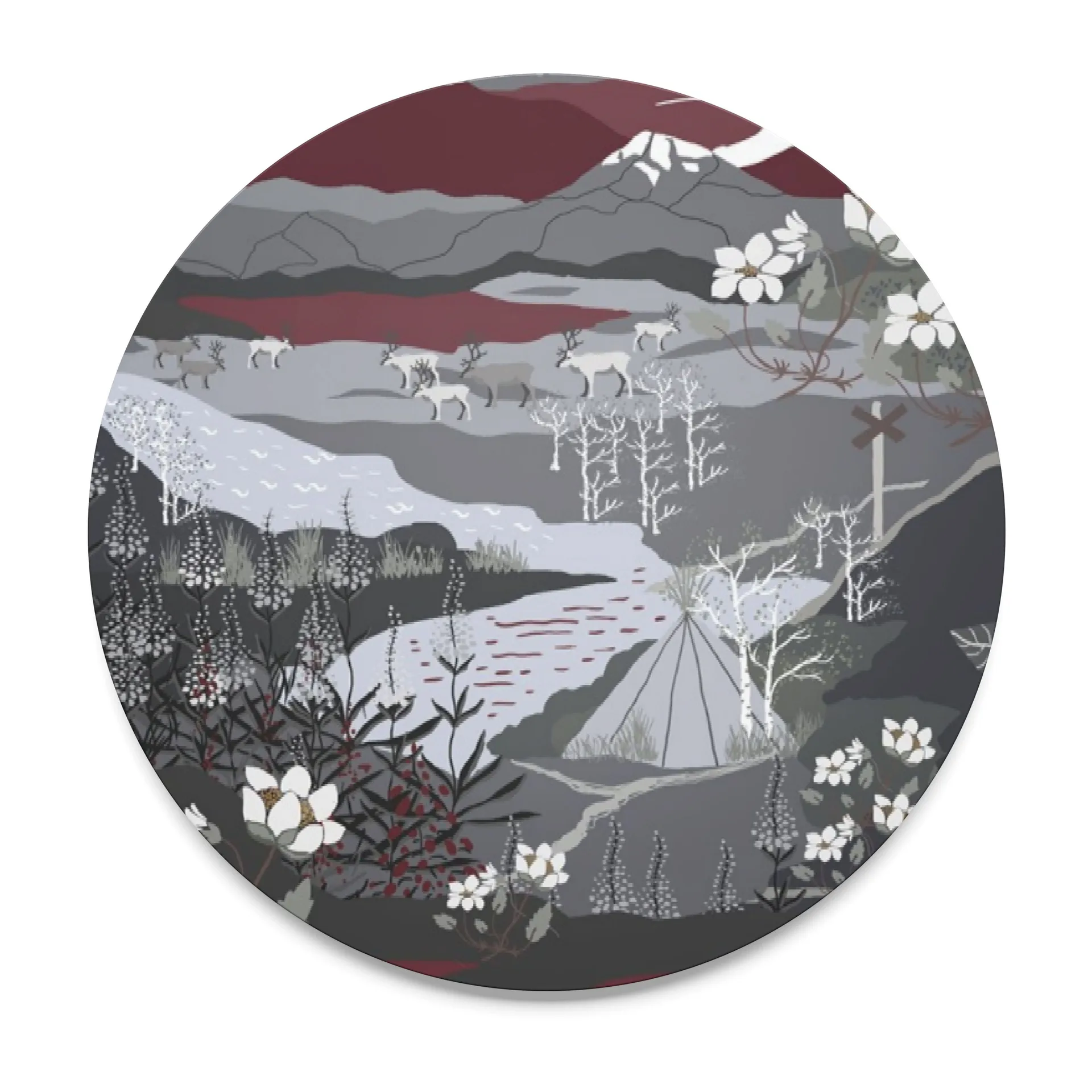 Fjällvandring Topfuntersetzer, Grau-Weinrot Arvidssons Textil