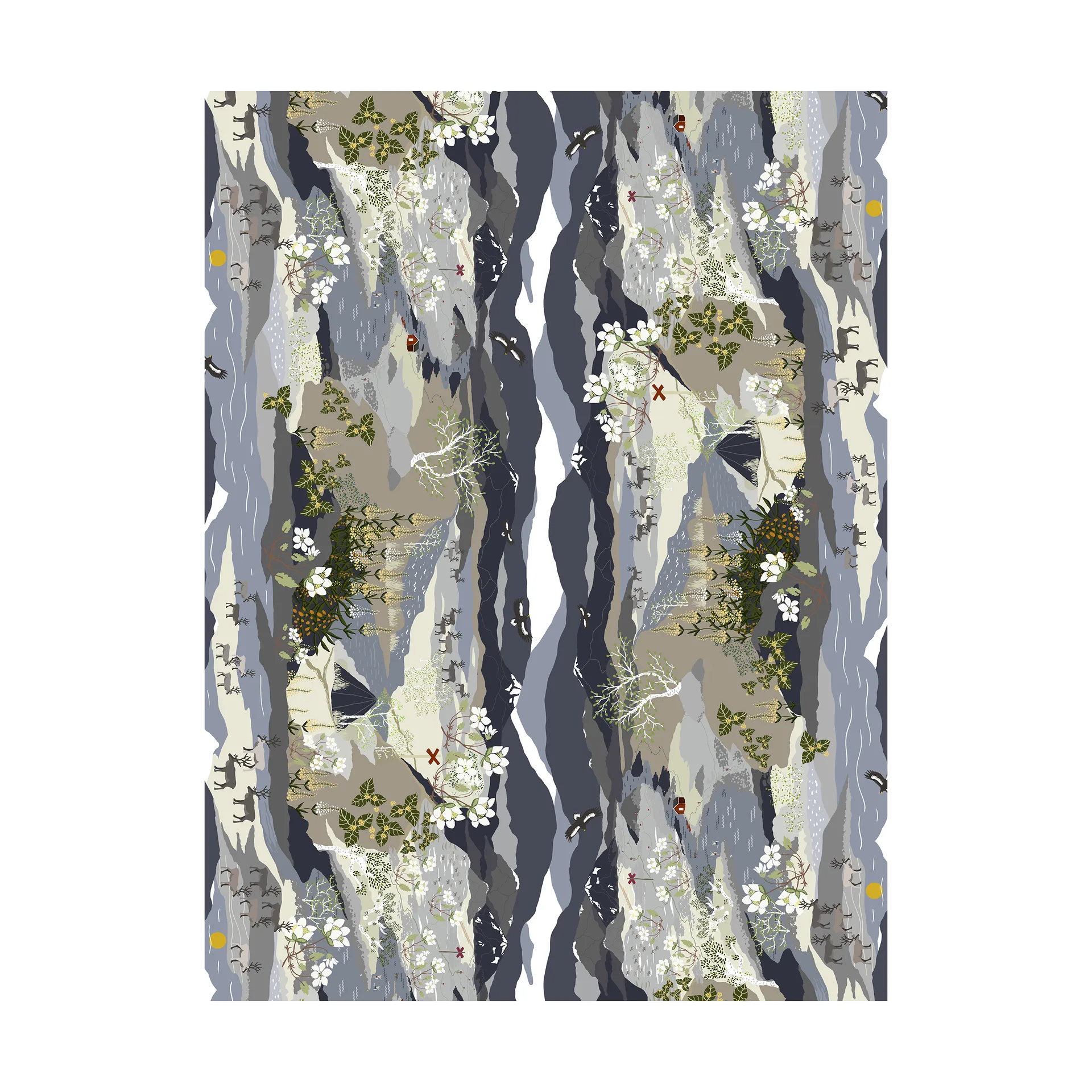 Fjällvandring Wachstuch, Blau Arvidssons Textil