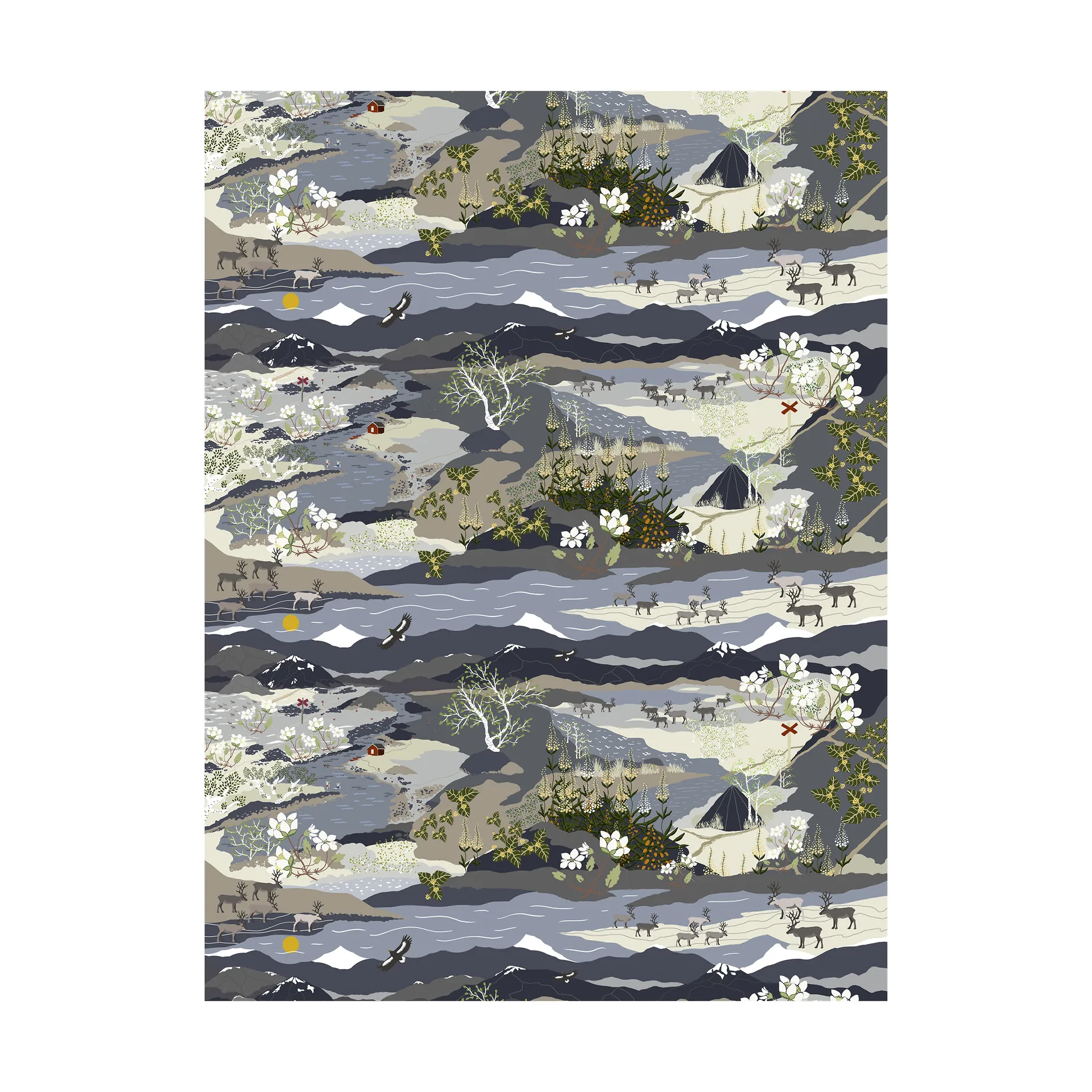 Fjällvandring Wachstuch, Blau Arvidssons Textil