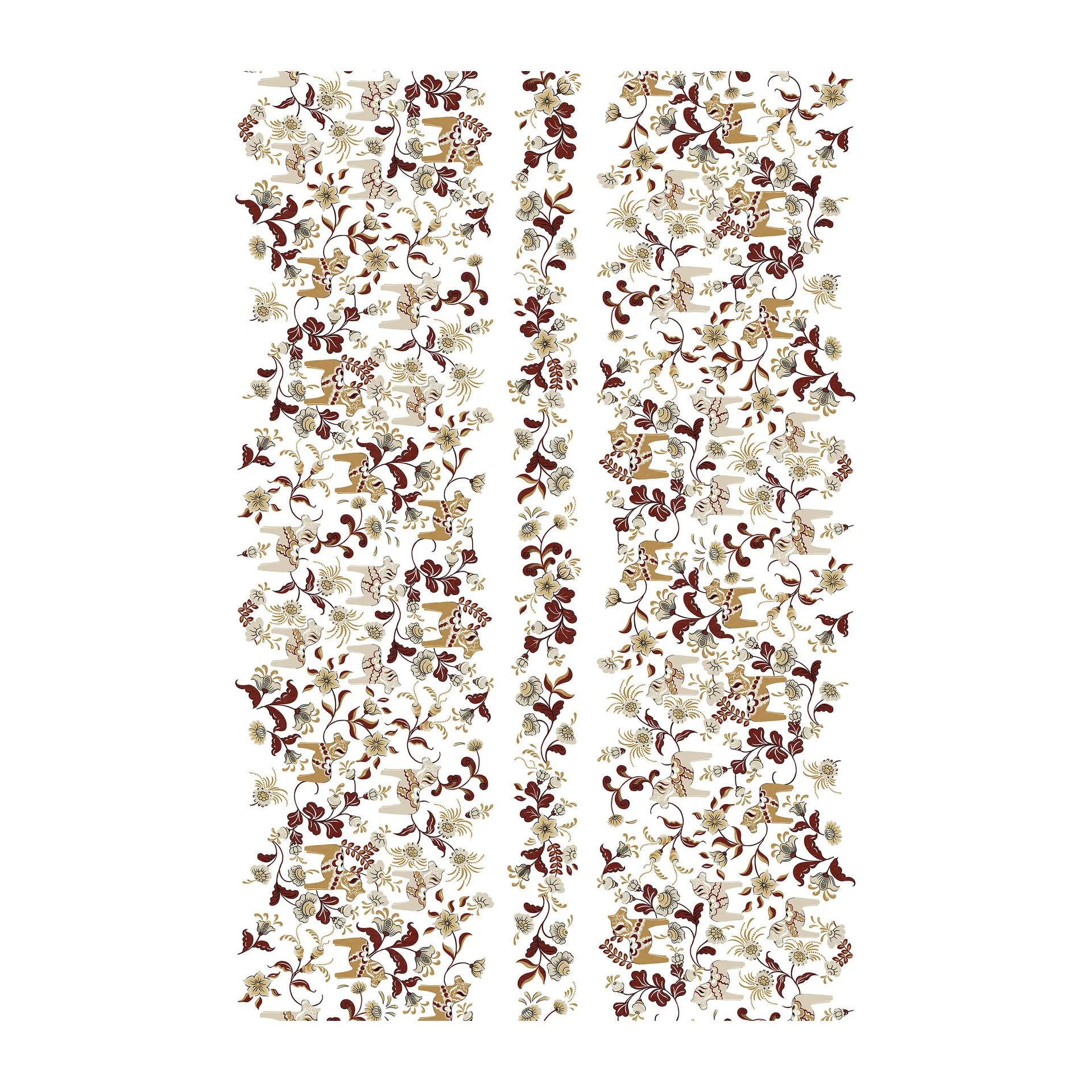 Leksand bedruckter Stoff, Rot ;Beige Arvidssons Textil