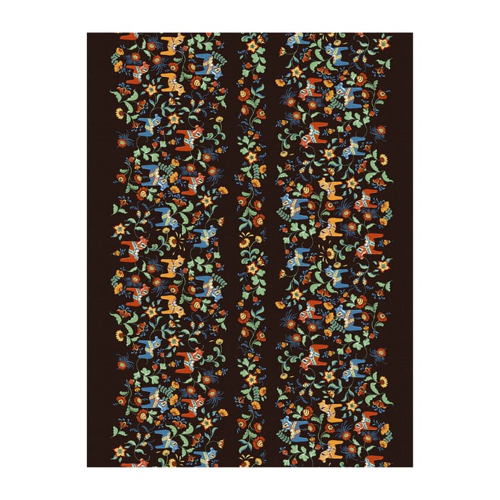 Leksand bestickter Stoff - Schwarz - Arvidssons Textil