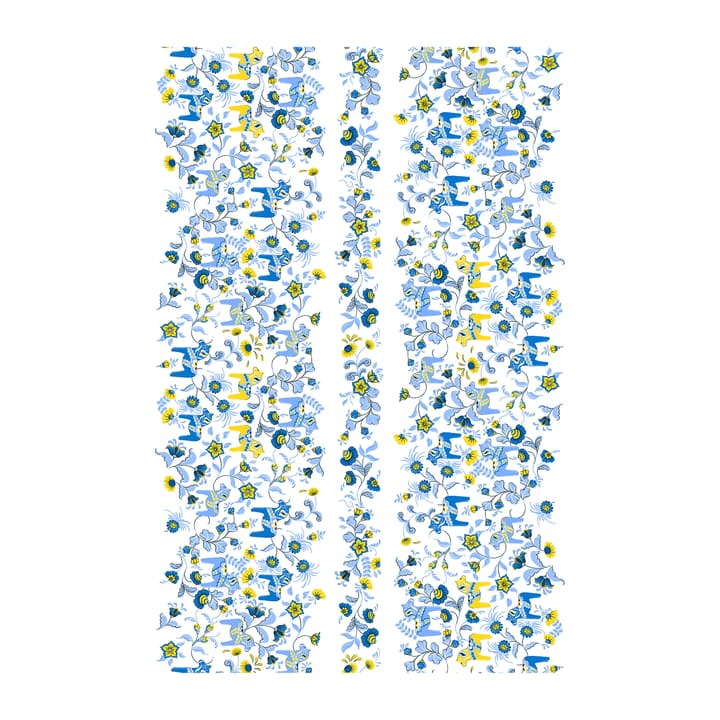Leksand besticktes Wachstuch - Blau-gelb - Arvidssons Textil