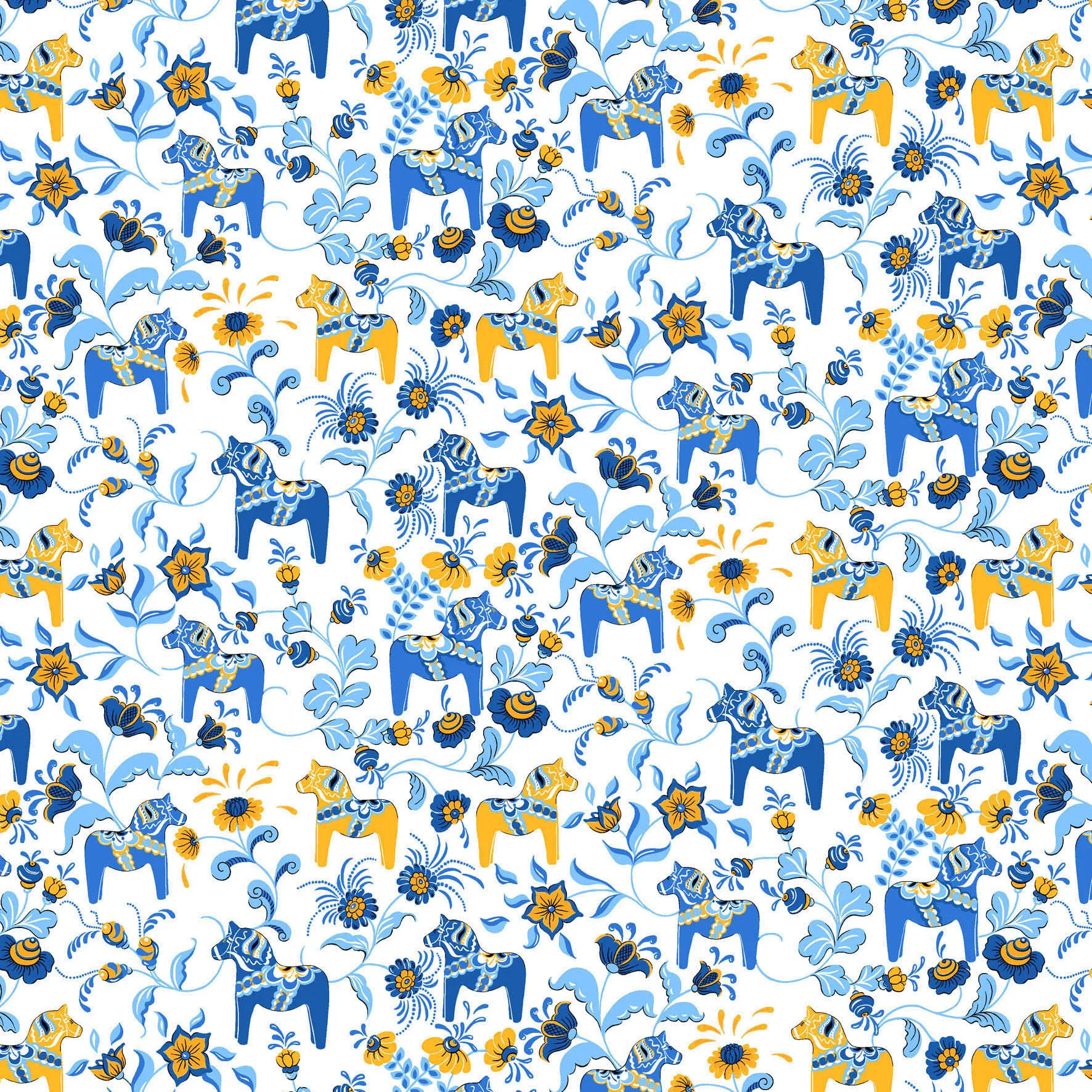 Leksand mini Stoff, Gelb-blau Arvidssons Textil