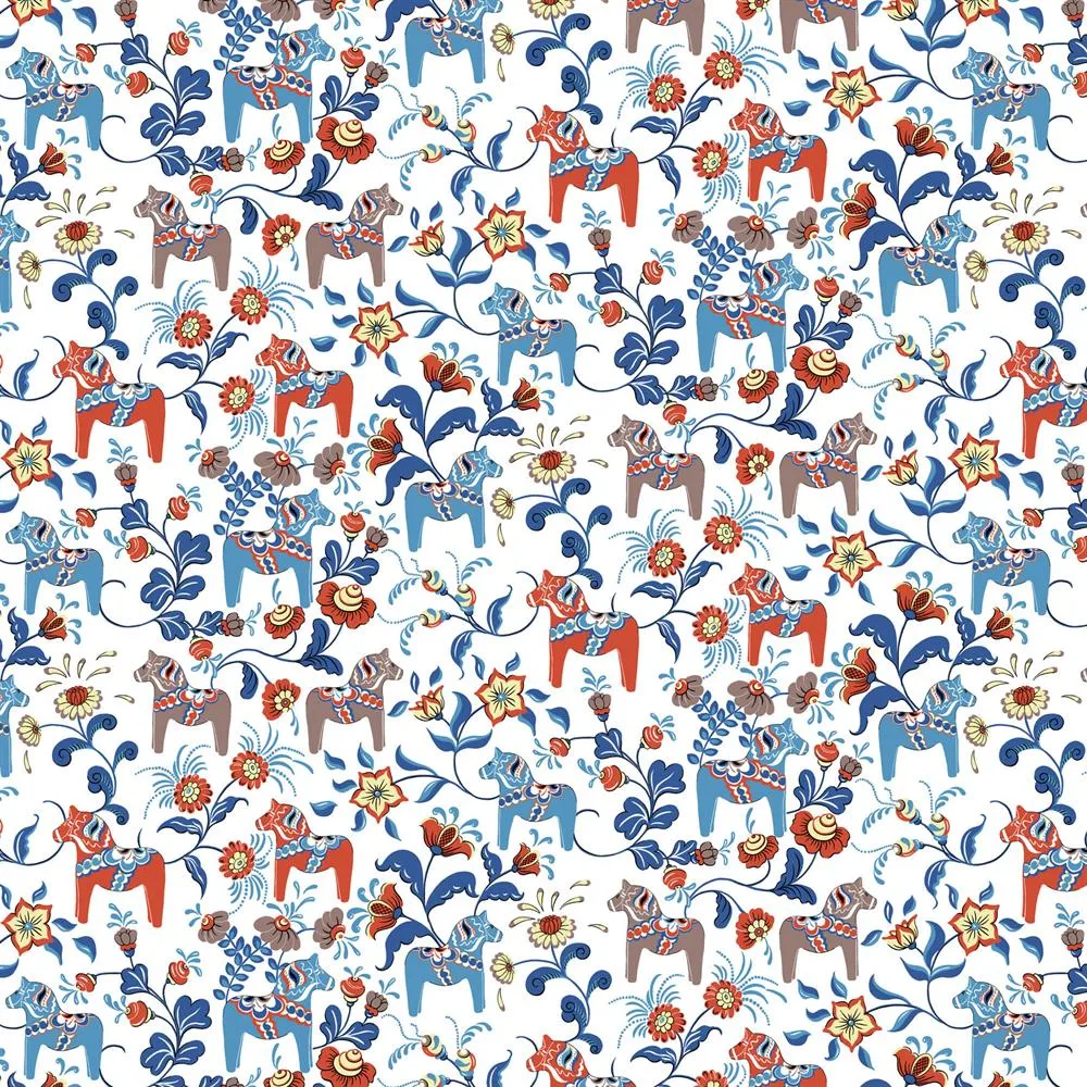 Leksand Stoff, Multi/weiß Arvidssons Textil