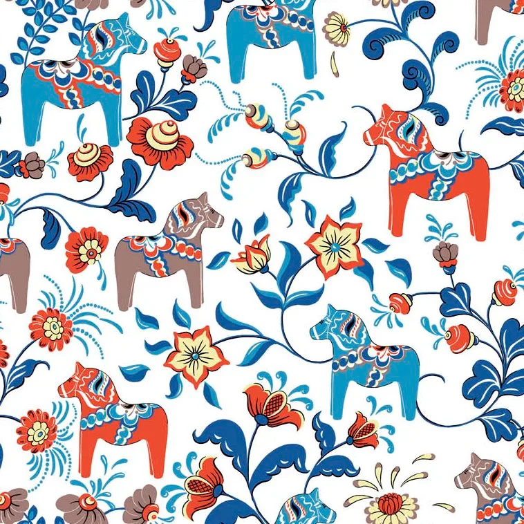 Leksand Stoff, Multi/weiß Arvidssons Textil