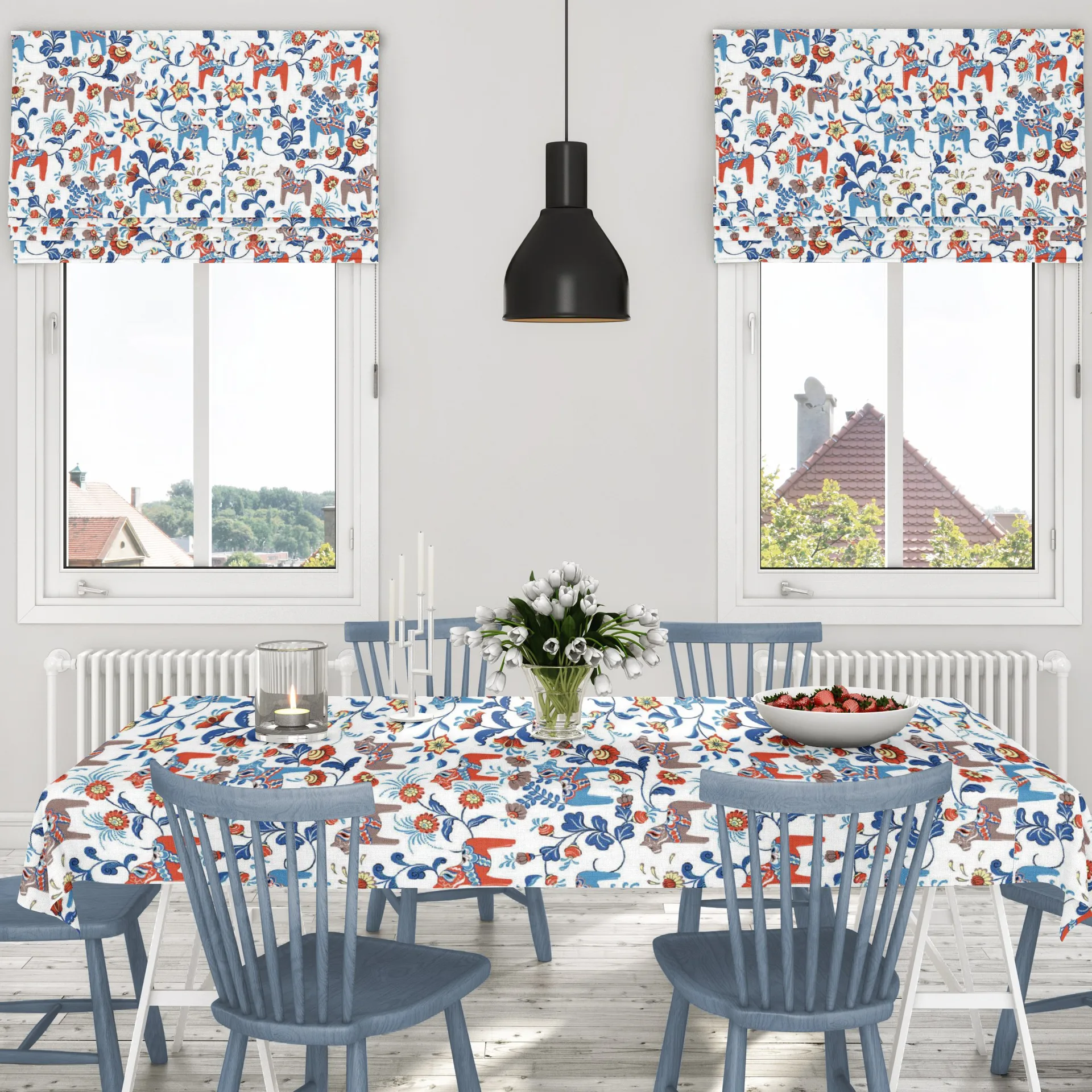 Leksand Wachstuch, Blau-orange Arvidssons Textil