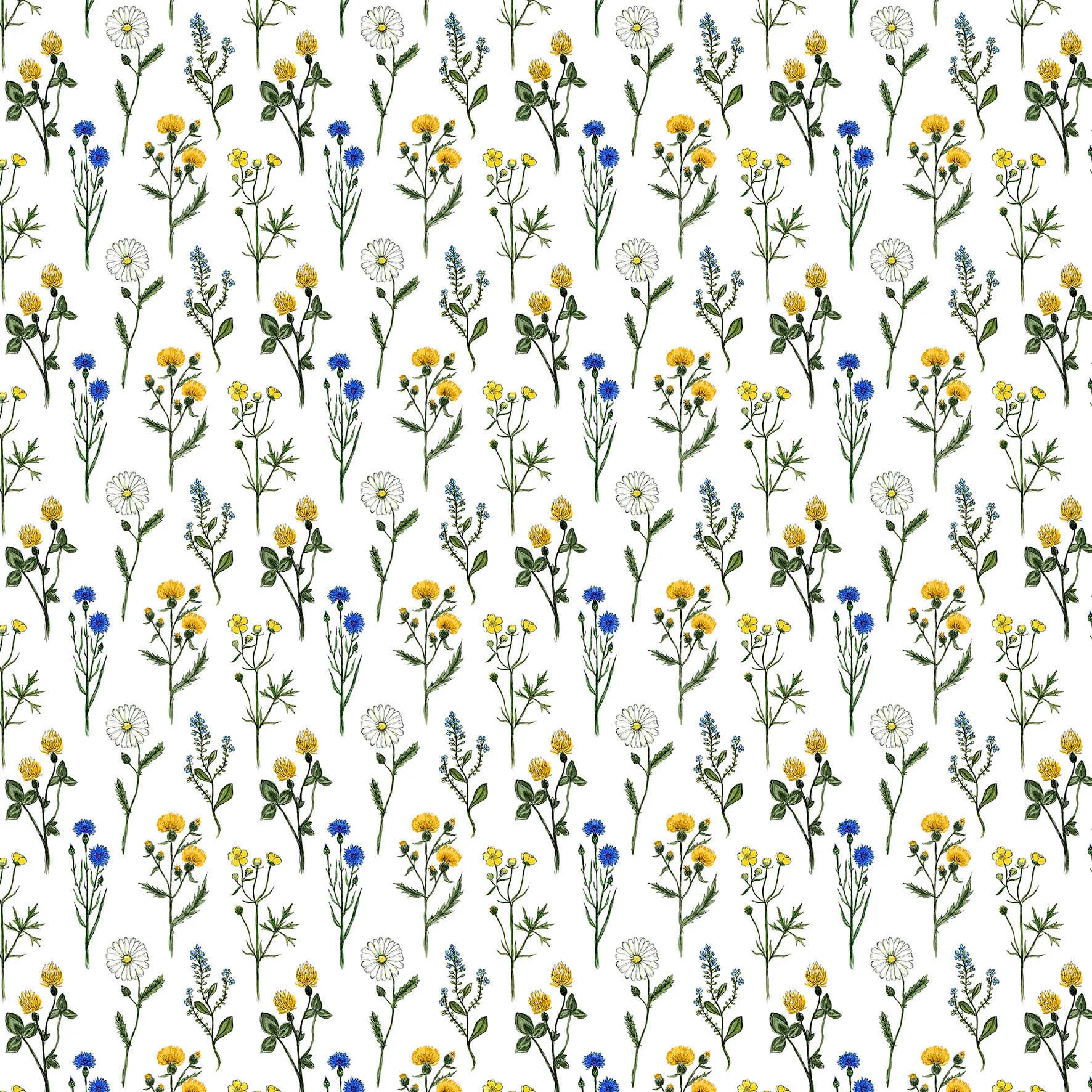 Midsommar Stoff, Gelb-blau Arvidssons Textil