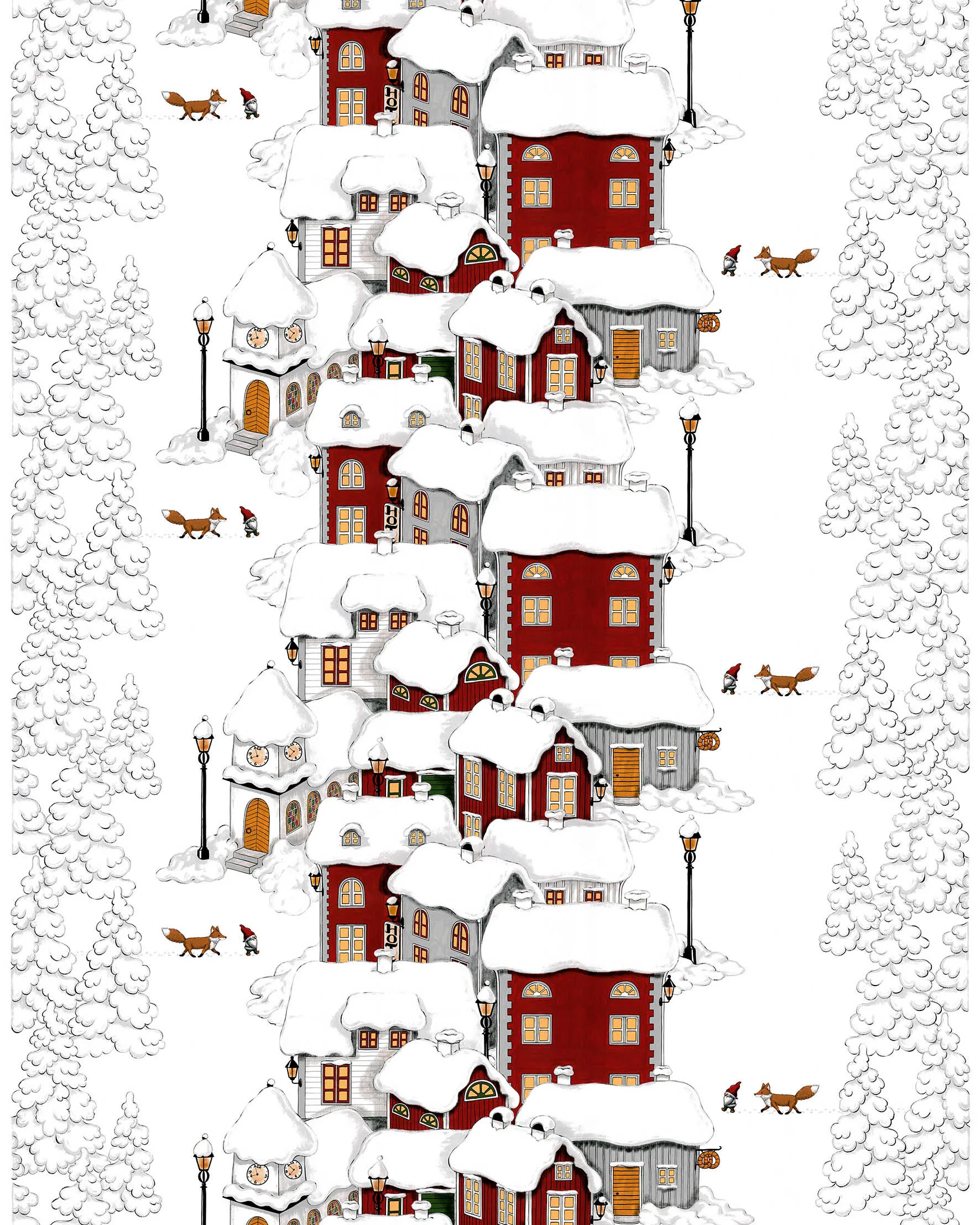 Mikkel Wachstuch, Offwhite-grau-rot Arvidssons Textil