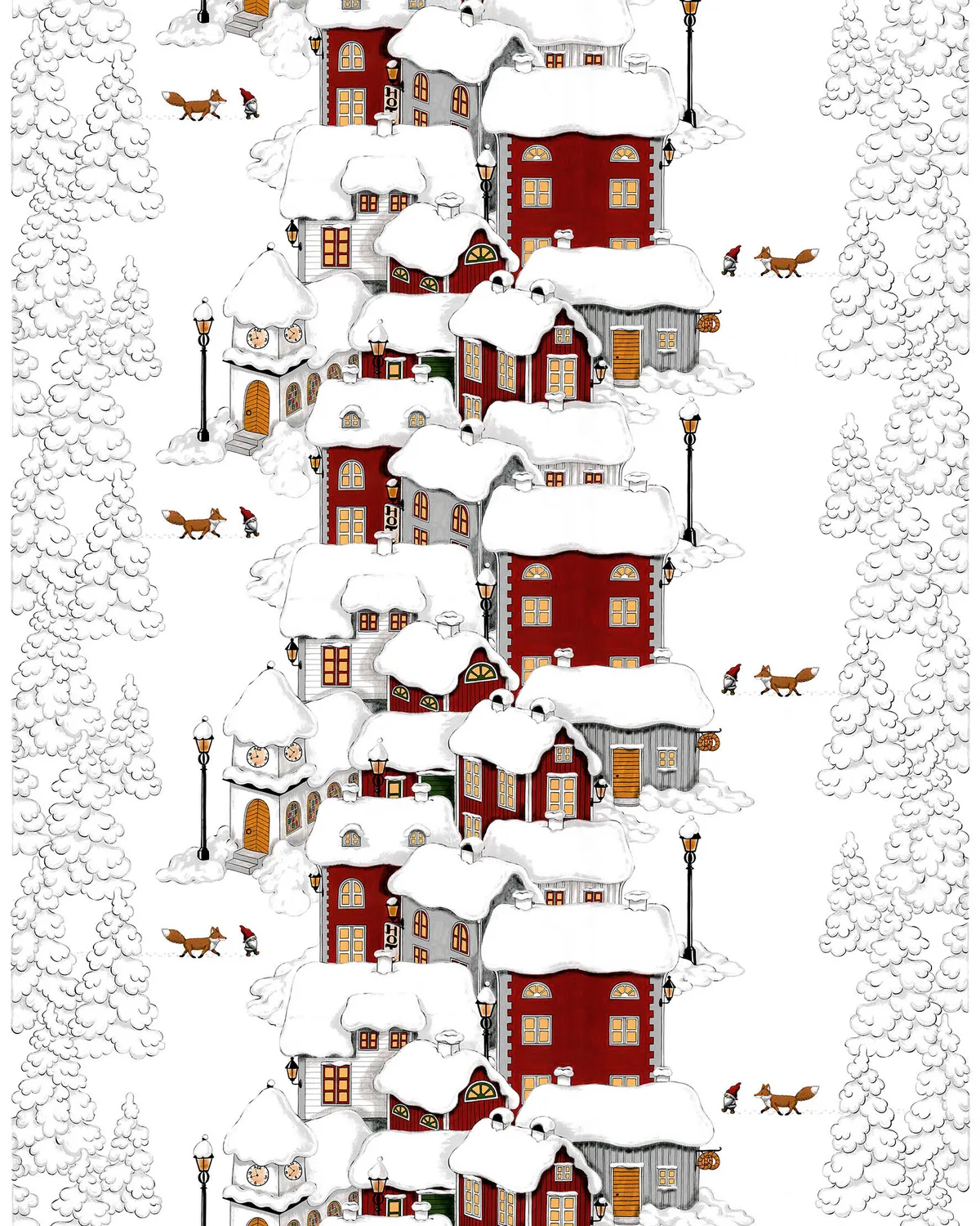 Arvidssons Textil Mikkel Wachstuch Offwhite-grau-rot