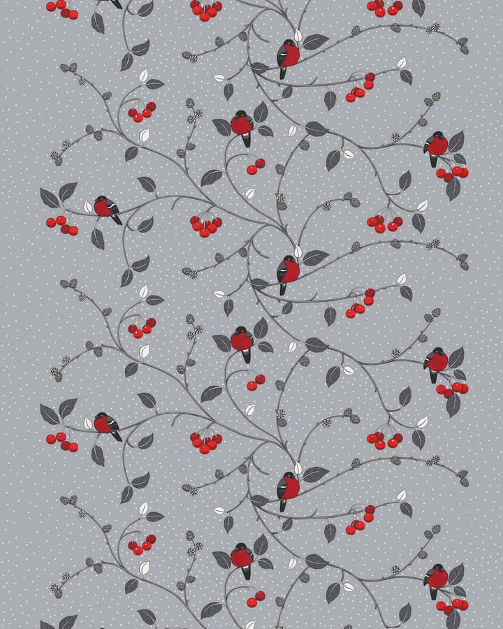 Paradisäpplen Stoff, Grau-rot Arvidssons Textil