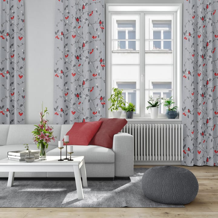 Paradisäpplen Stoff, Grau-rot Arvidssons Textil