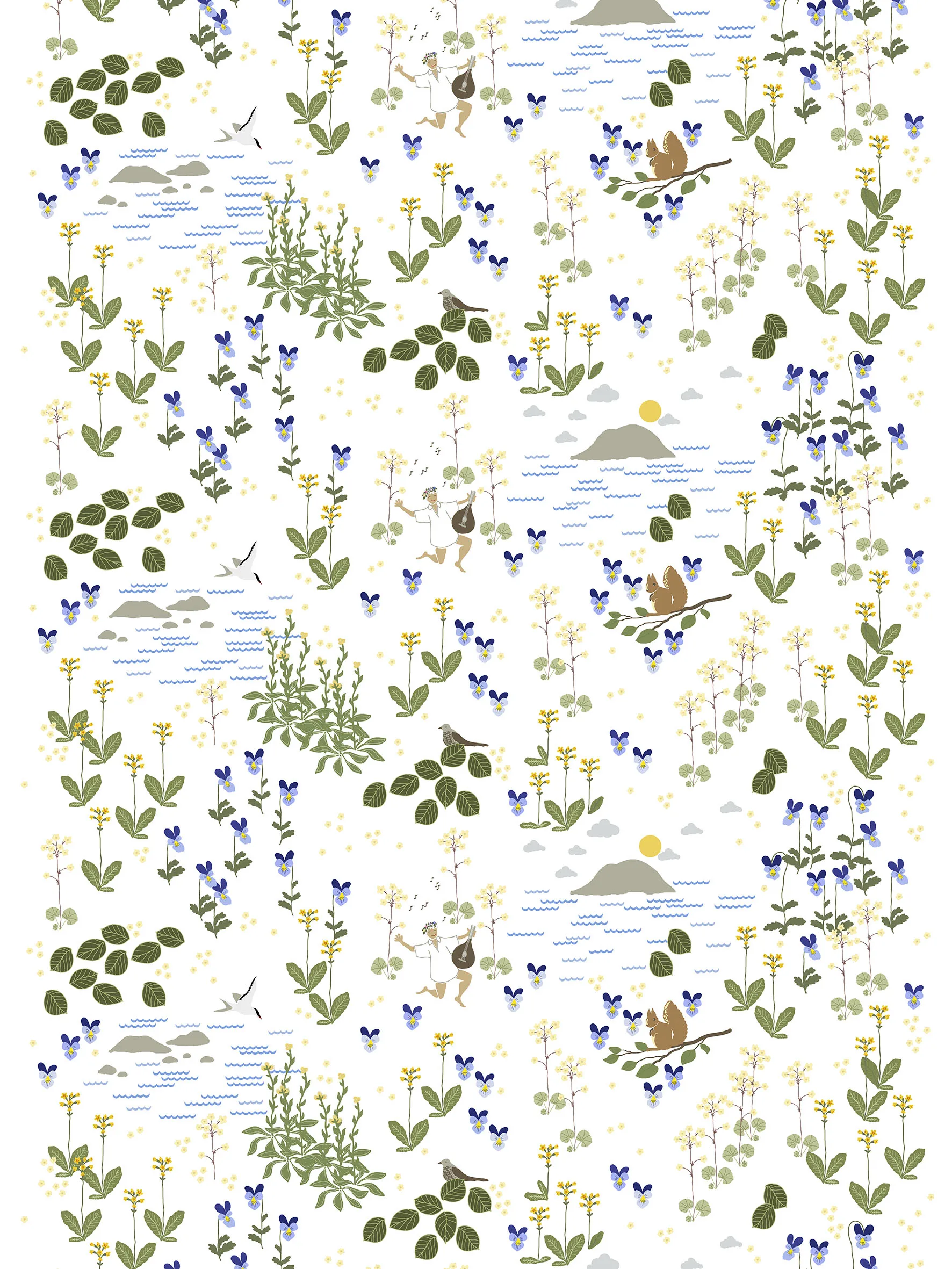 Rönnerdahl Wachstuch, Offwhite-grün Arvidssons Textil