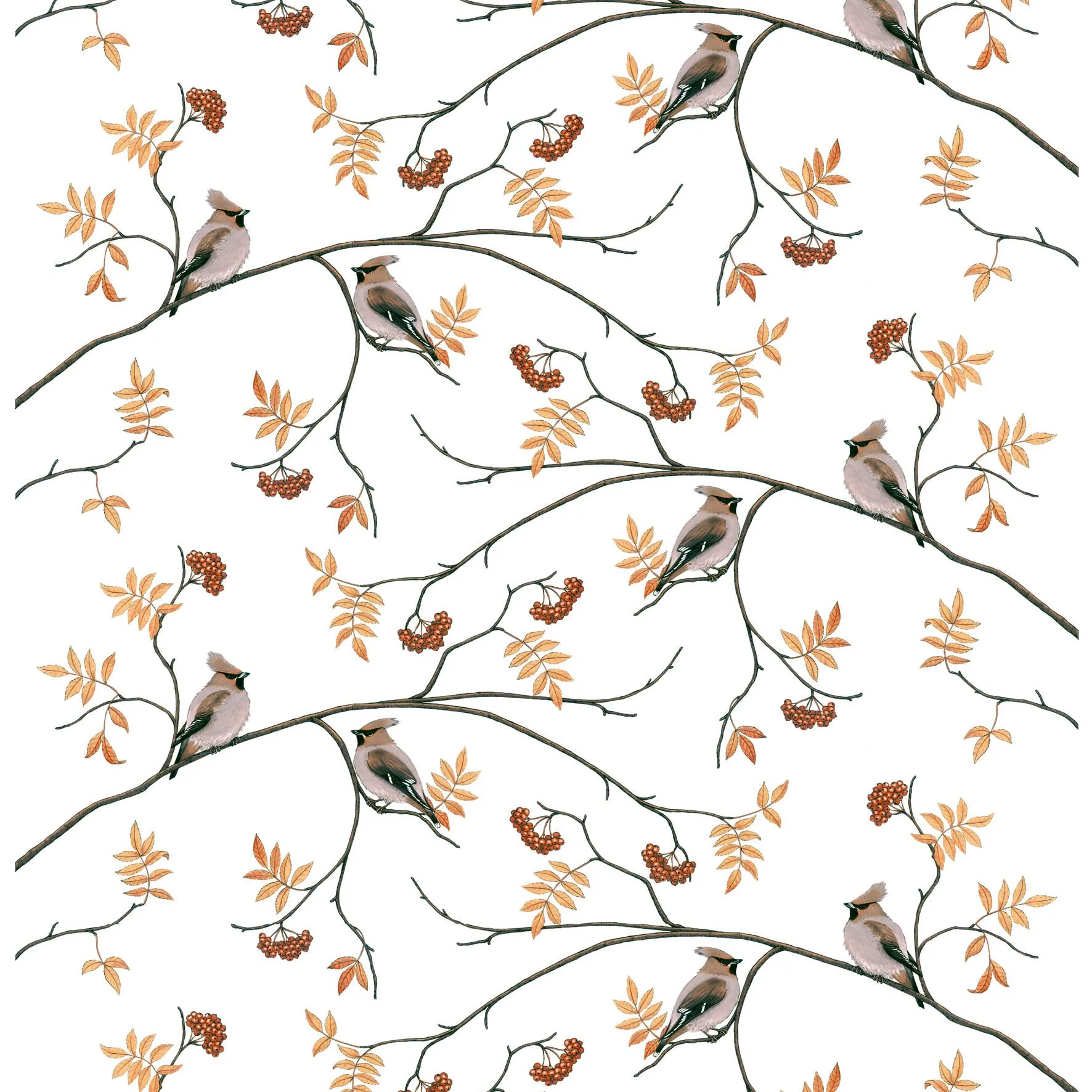 Sidensvansar Stoff, Weiß-beige Arvidssons Textil