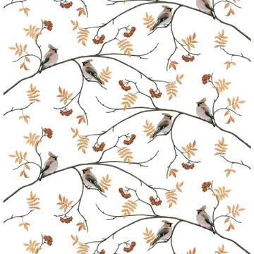 Sidensvansar Stoff - Weiß-beige - Arvidssons Textil