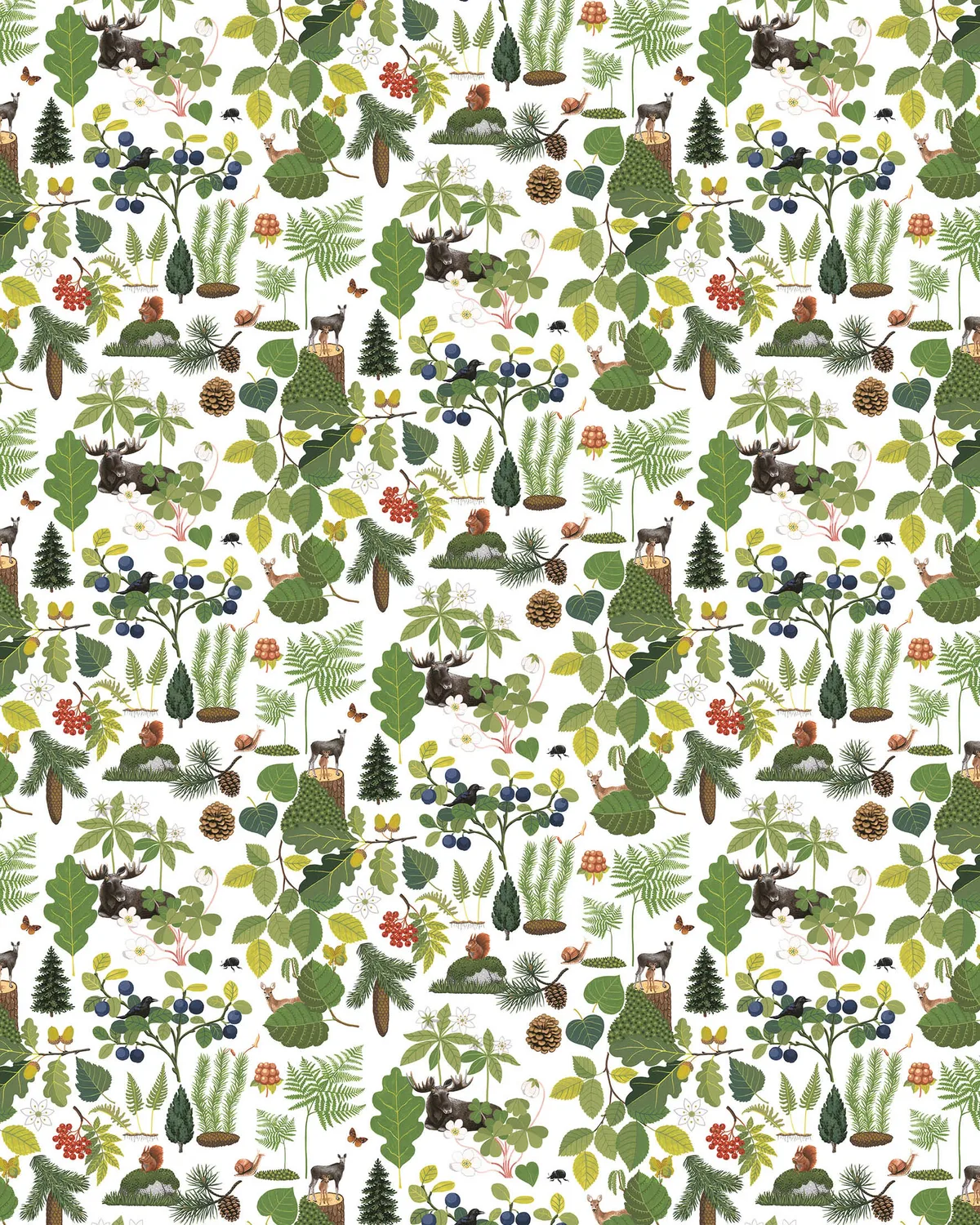 Arvidssons Textil Skogsliv Wachstuch Grün