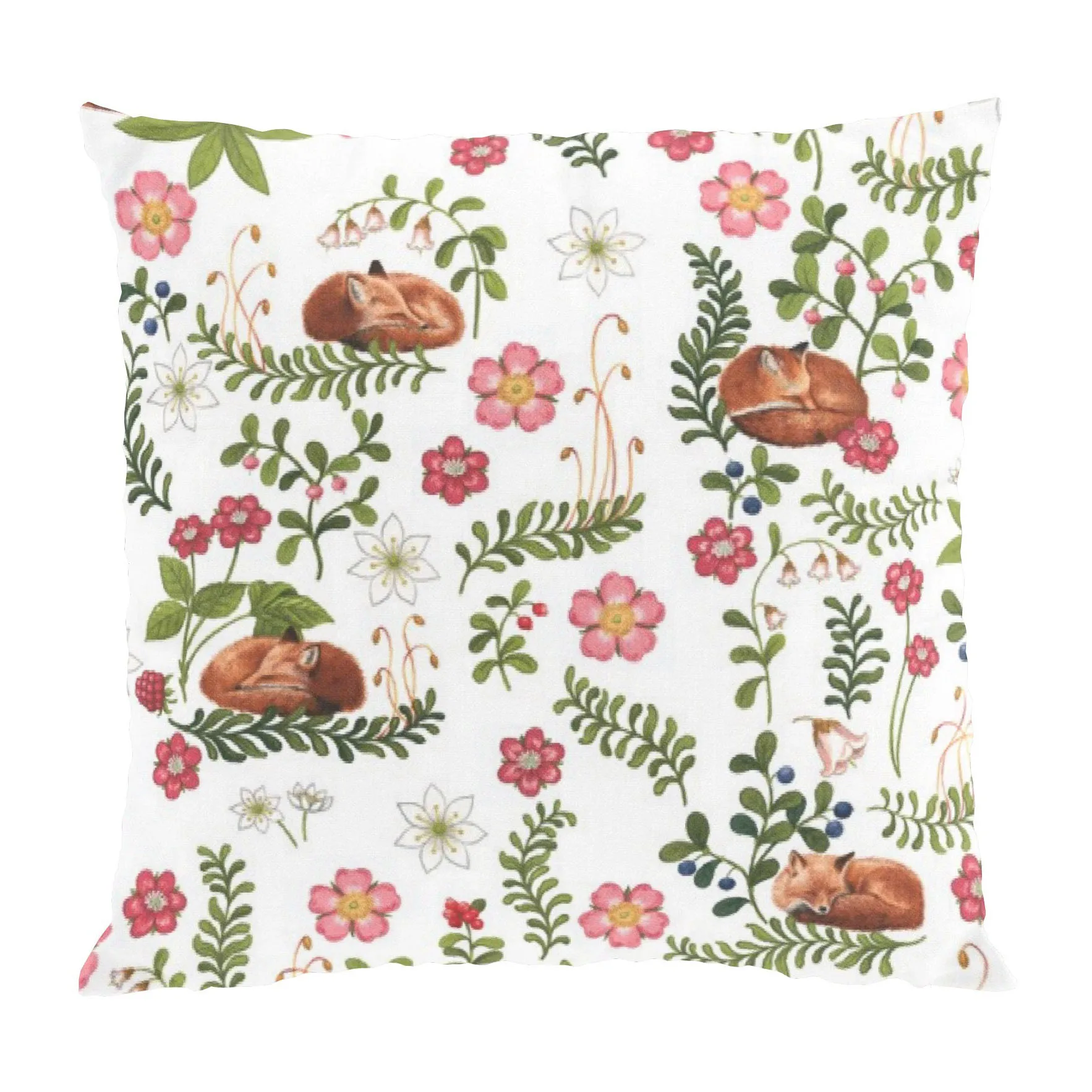 Sova räv Kissenbezug 47 x 47cm, Grün-rosa Arvidssons Textil