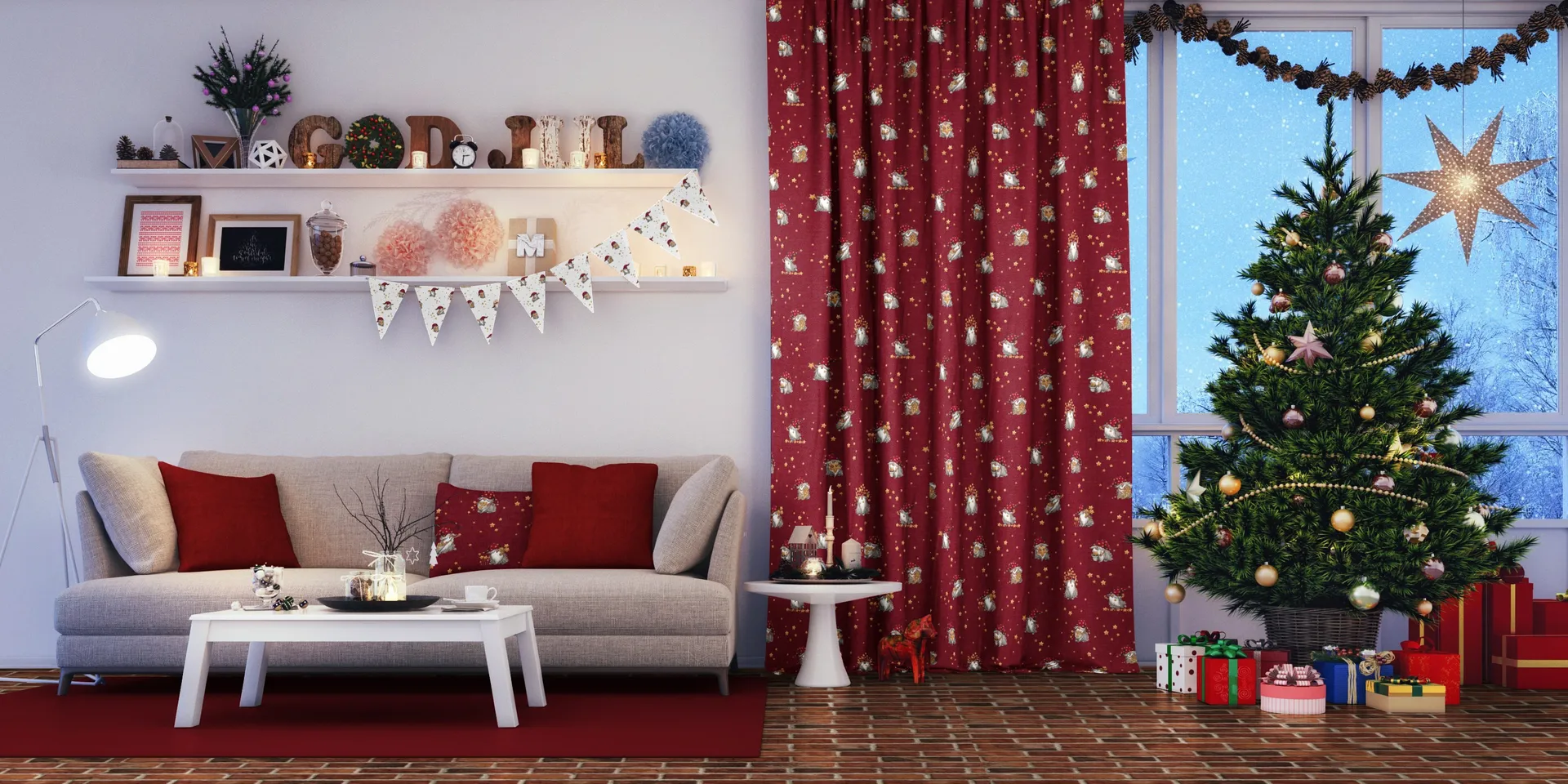 Sternenstaub Stoff, Rot Arvidssons Textil