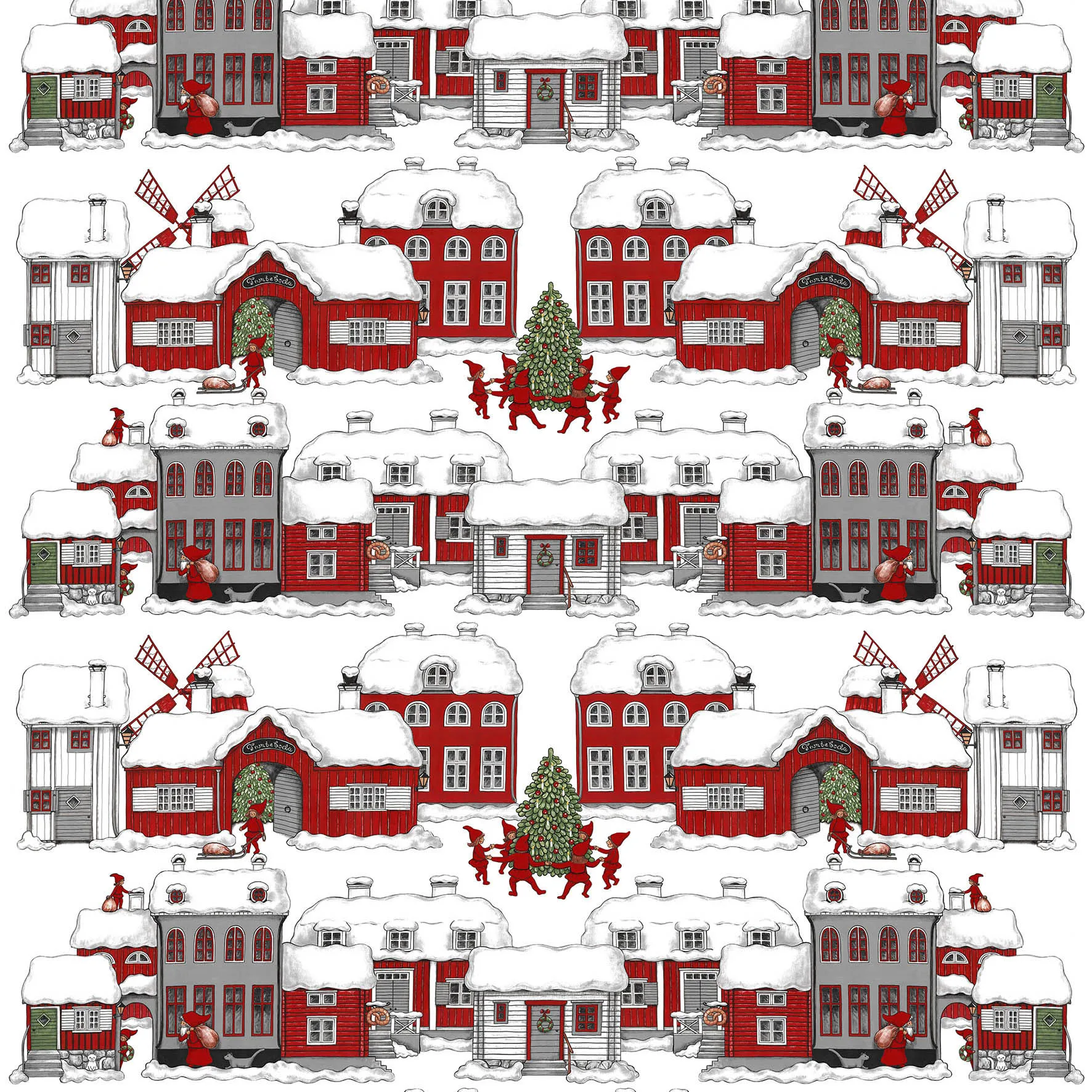 Tomteboda Stoff, Off white-rot Arvidssons Textil