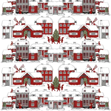 Tomteboda Stoff - Off white-rot - Arvidssons Textil