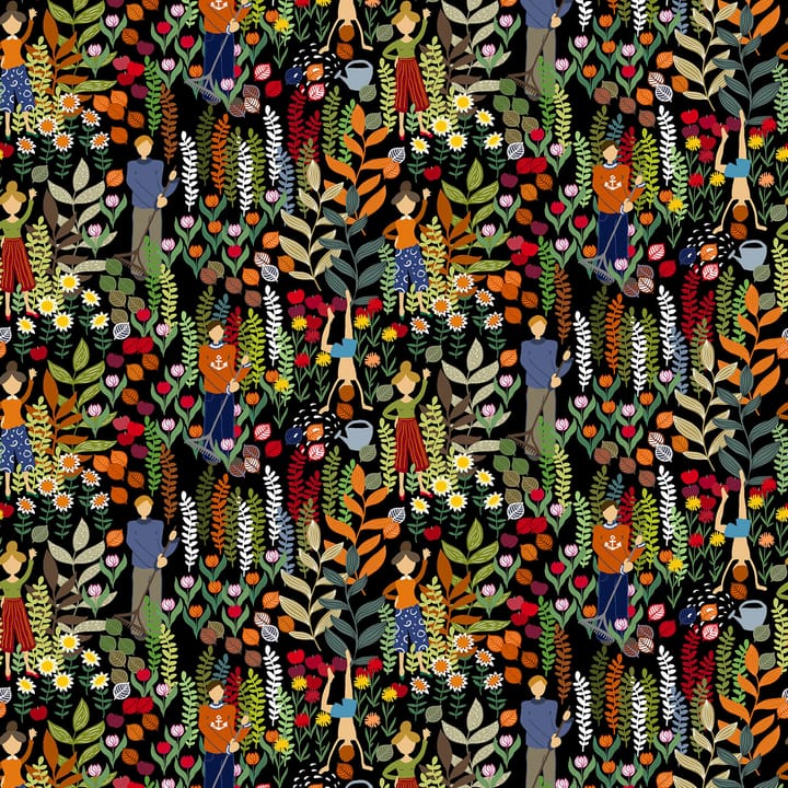 Trädgård Stoff - Schwarz-multi - Arvidssons Textil