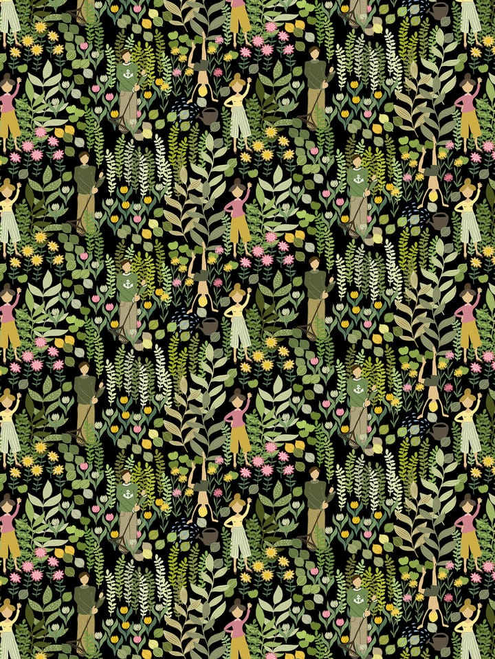 Trädgård Wachstuch - Schwarz-grün - Arvidssons Textil