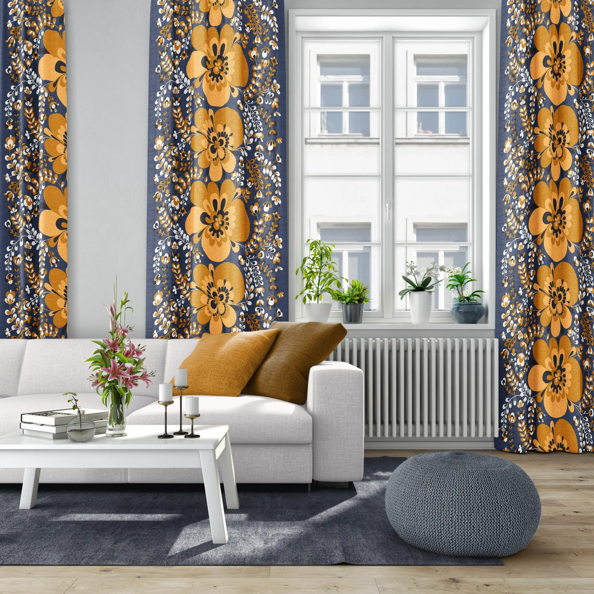 Viveka Stoff, Orange-blau Arvidssons Textil