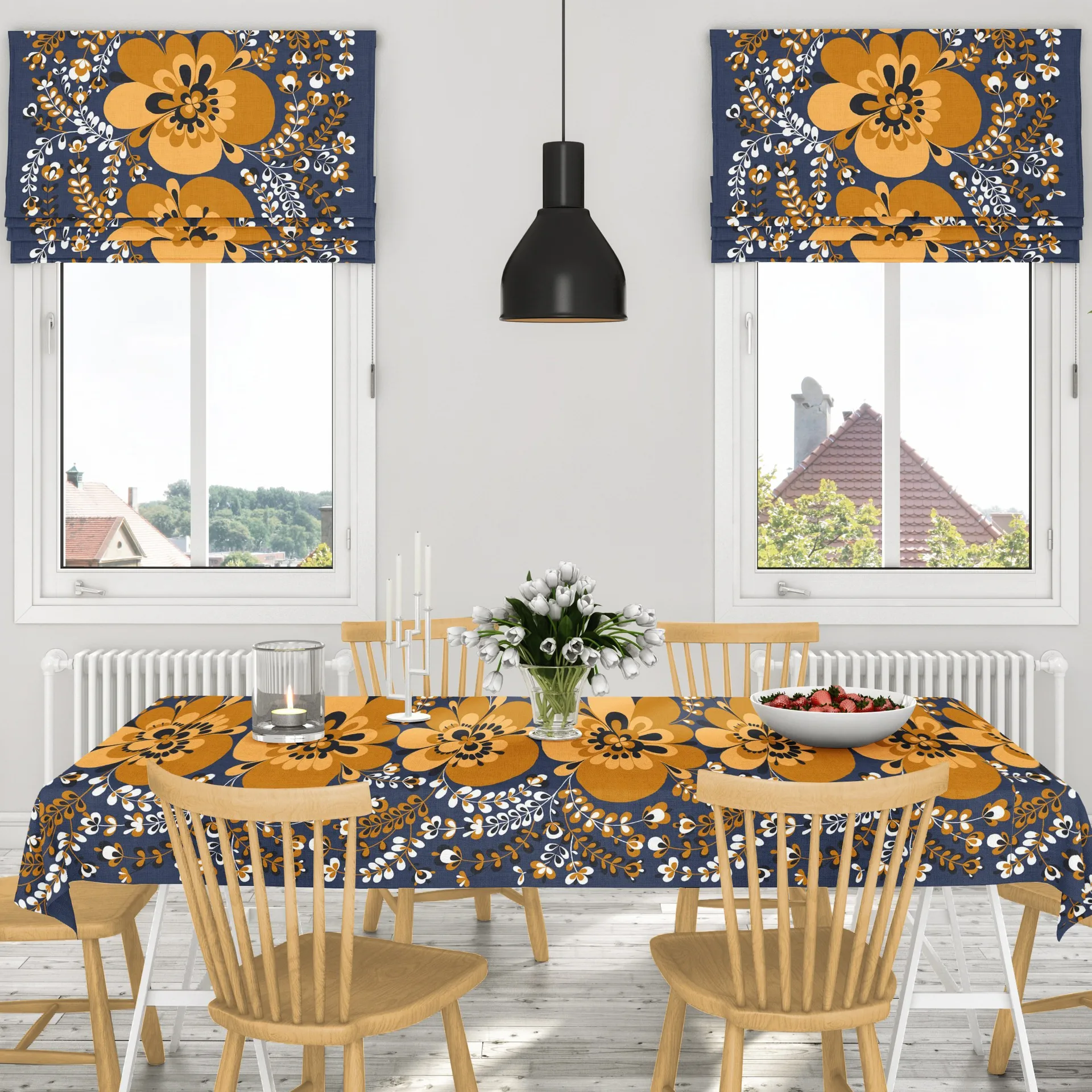 Viveka Wachstuch, Orange-blau Arvidssons Textil