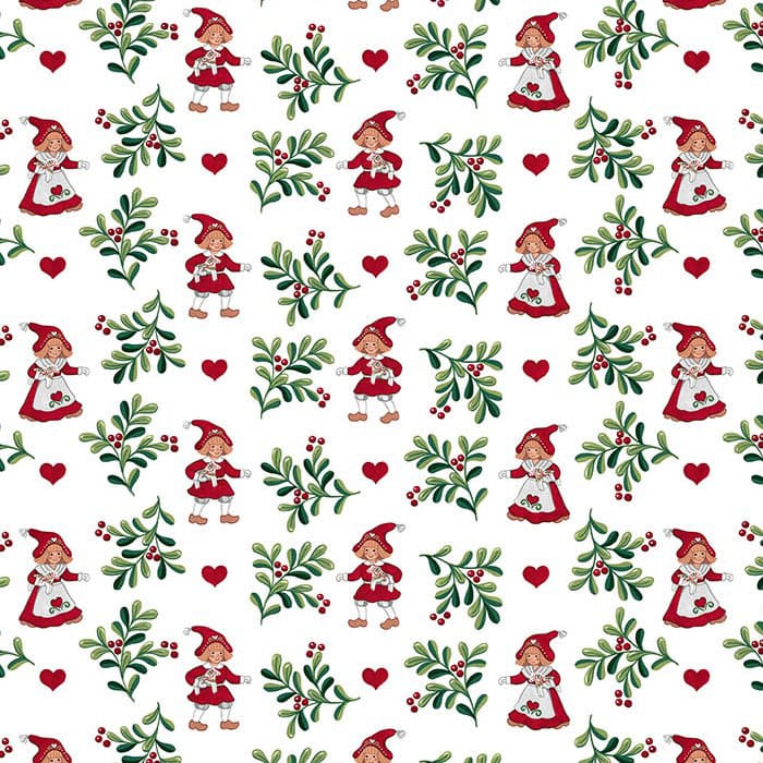 Weihnachtsherz Borte Stoff - Off white - Arvidssons Textil