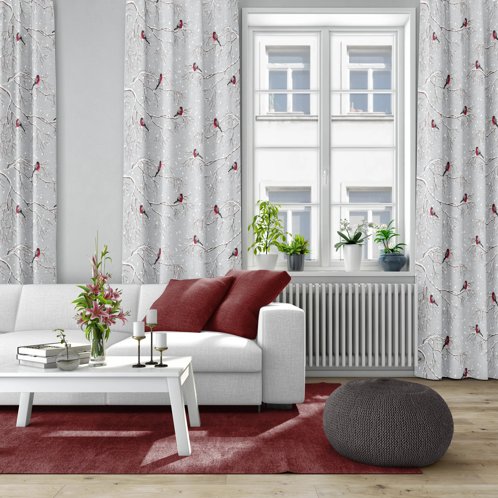 Winterland Stoff, Grau Arvidssons Textil