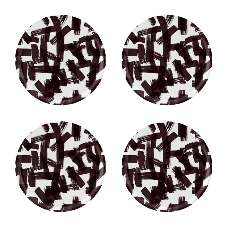 Åry Home Kryss Glasuntersetzer Ø11cm 4er Pack Black-white