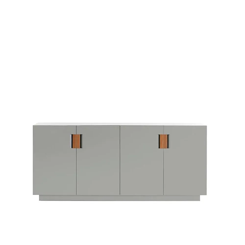 Frame 160 Low Schrank, Light grey, Falttüren, 42 cm, cognac Asplund