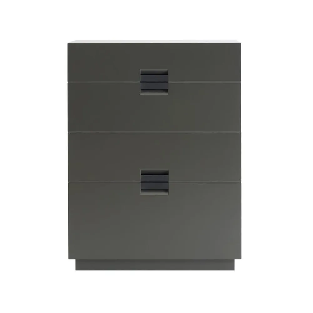 Frame high Kommode, Taupe, Leder schwarz Asplund