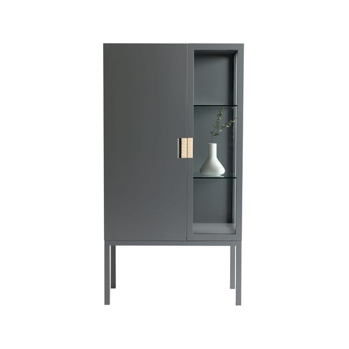 Frame Semi Vitrinenschrank - Char grey, Ledergriff Natur - Asplund