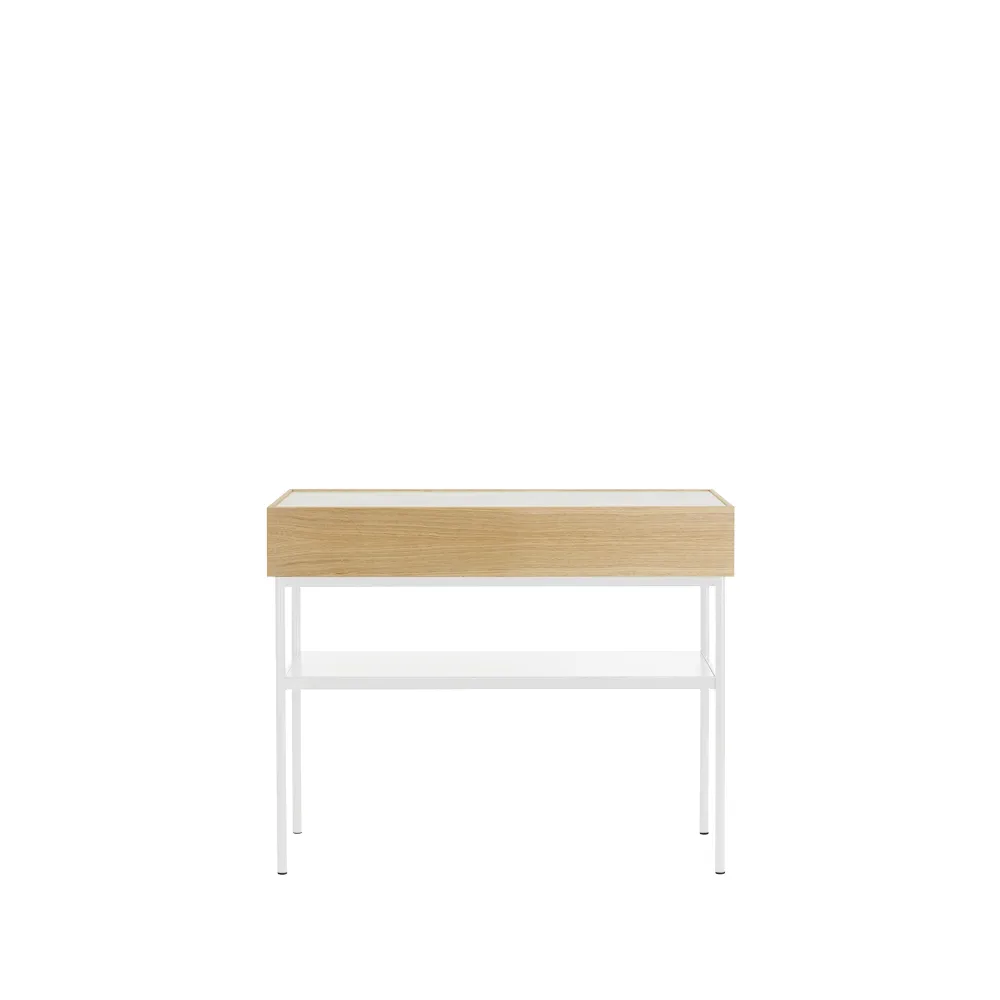 Luc 100 Konsolentisch, Weiß gebeizte Eiche-Carrara Marmorplatte, P2 Asplund