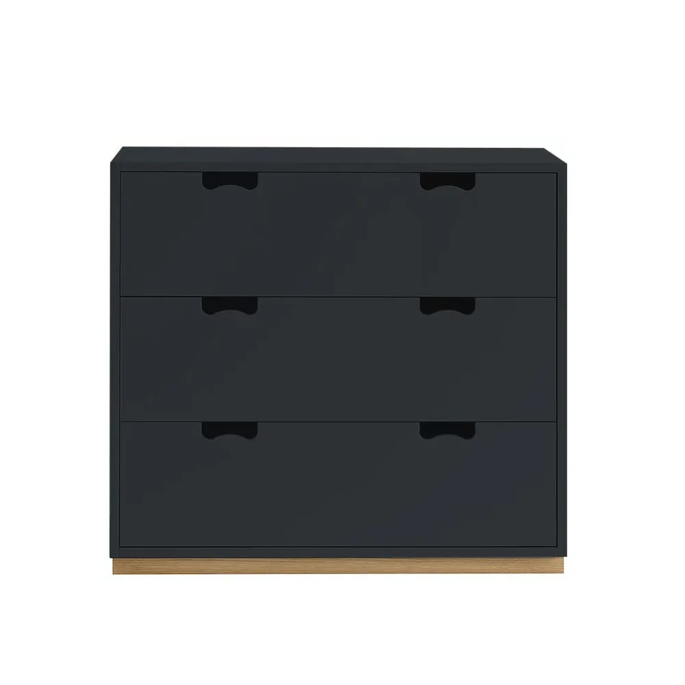 Snö A3 Kommode, Char grey, Eichensockel Asplund